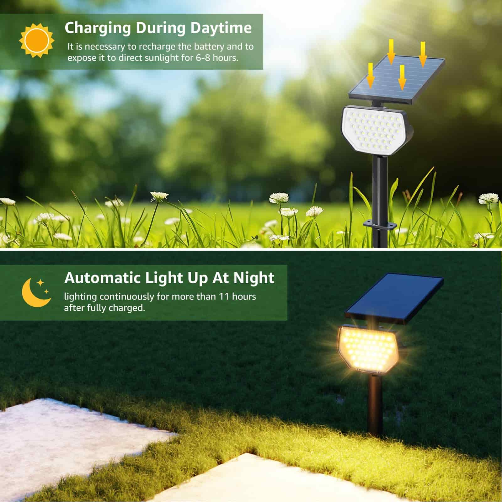 Solar 3000K Warm WhiteSpotlights Outdoor IP65 Waterproof,(4Pack) - Quntis