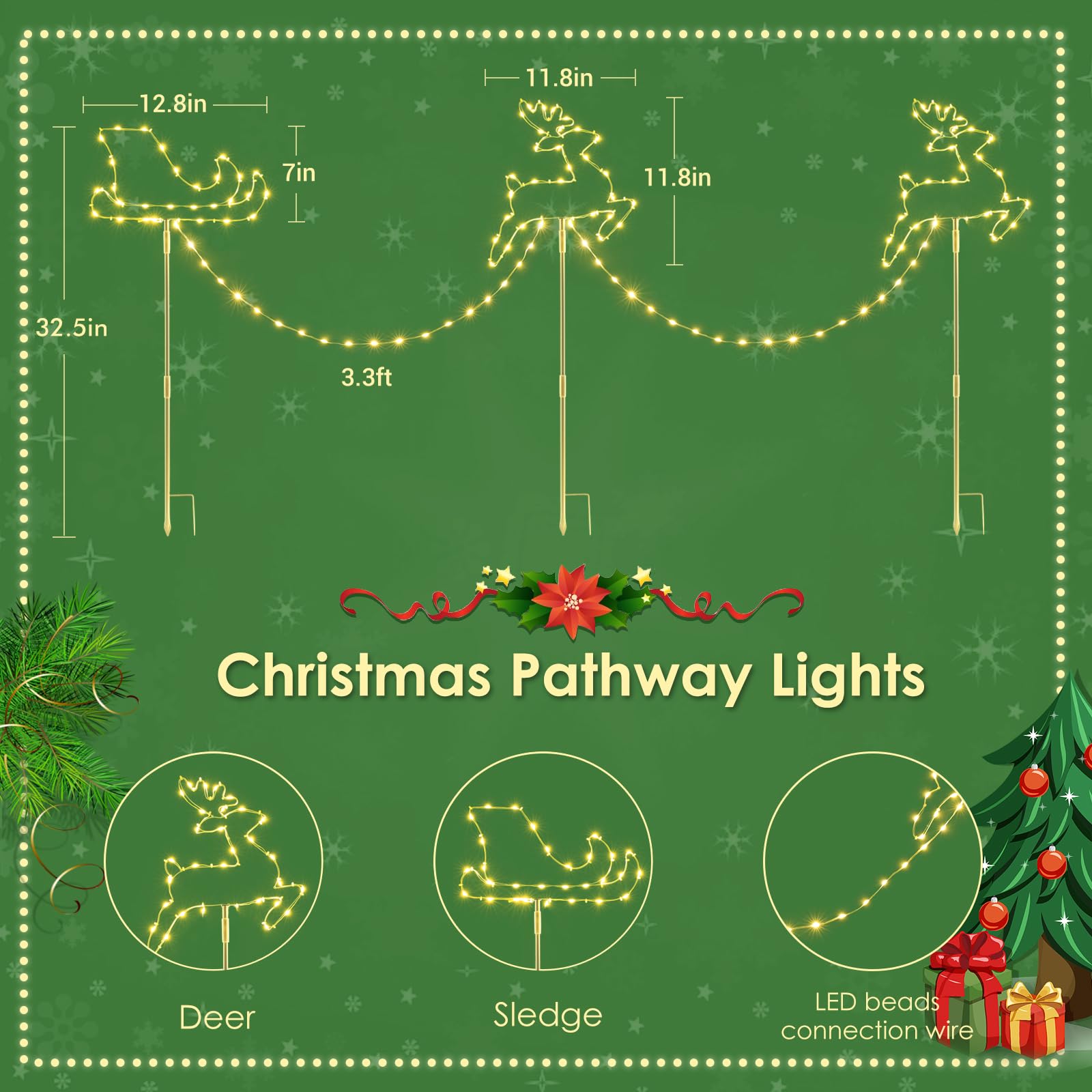 Qunts USB Rechargeable Snowflake Christmas Stake Lights, 4-16 Pack – Multicolor LED for Yard & Garden Holiday Decor
