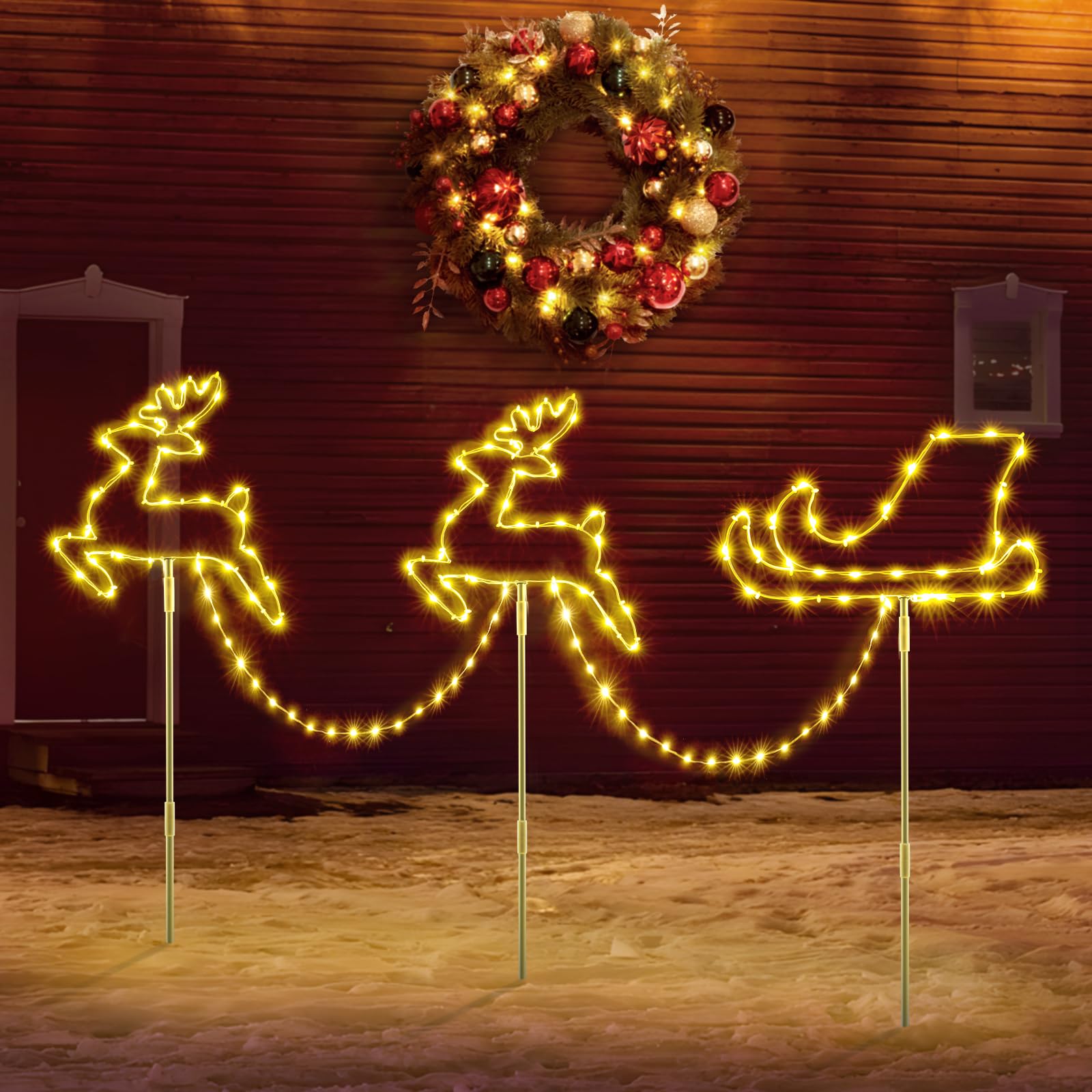 Qunts USB wiederaufladbare Schneeflocken-Weihnachtsstecklichter, 4-16 Pack – Mehrfarbige LED für Garten- und Hofdekoration zu den Feiertagen