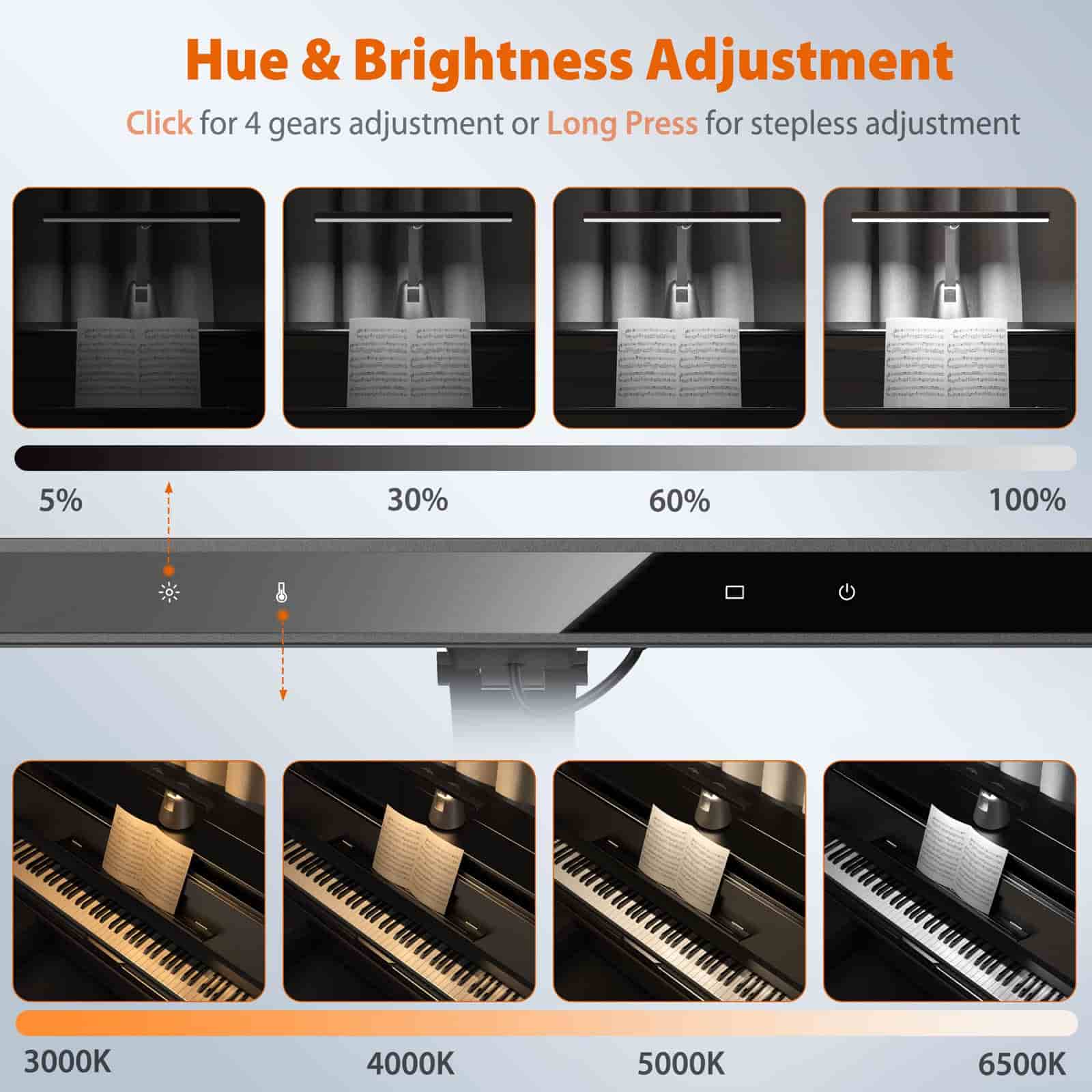 New Max 12W Professional Eye Caring Piano Lamp 55'' with Auto-Dimming - Quntis