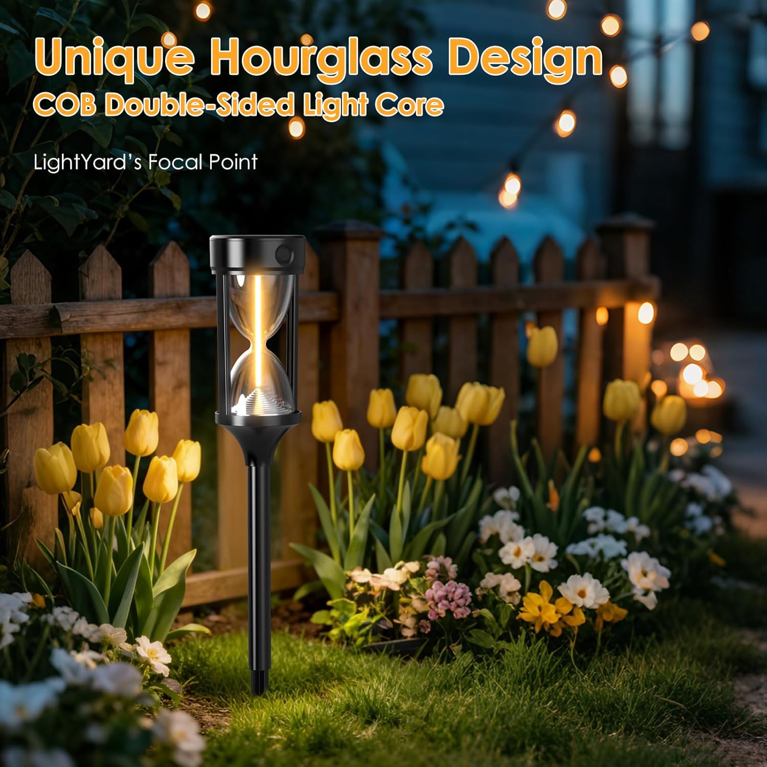 Solar Garden Lights Outdoor - 4 Pack Decorative Hourglass Solar Pathway Lights, Waterproof LED Solar Stakes with Warm Glow for Walkway, Yard, Patio, Landscape Lighting, Auto On/Off Modern Garden Decor