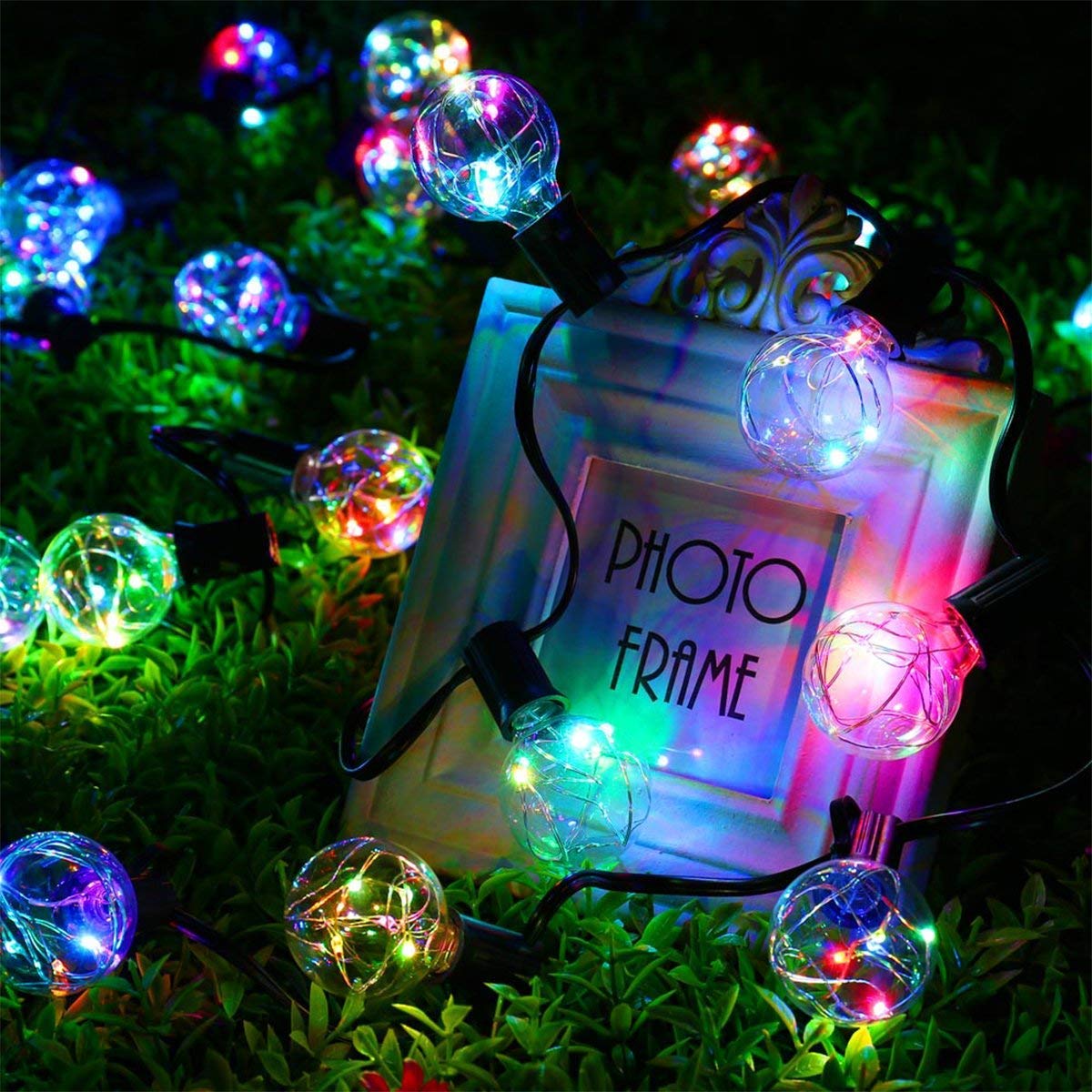 Quntis G40 Colored LED Outdoor String Lights, 38.5Ft IP65 Waterproof, 30+3 0.1w per Bulbs Energy Saving, Multi Color Outside Decorative Lighting Hanging for Patio Porch Garden Bistro Party Wedding