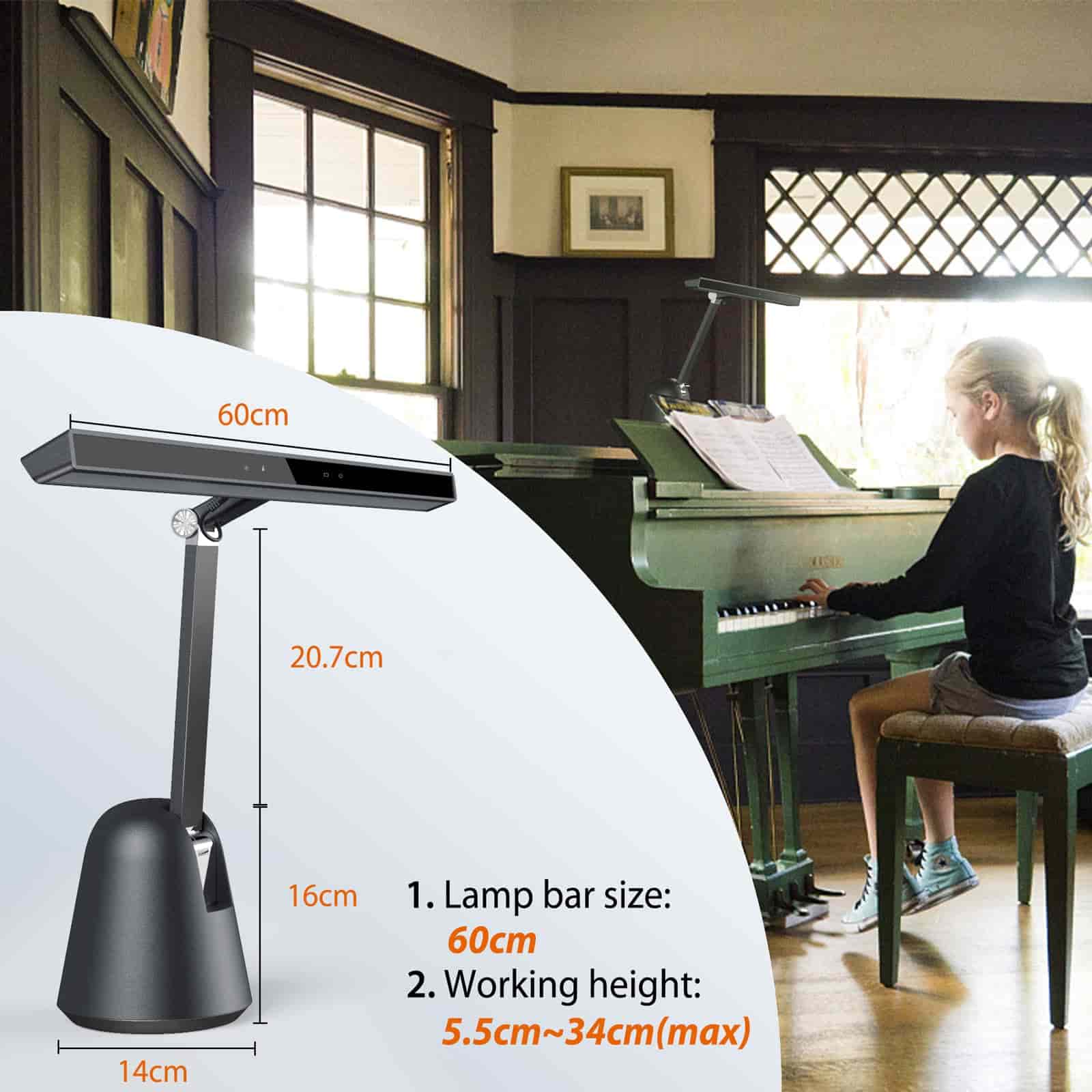 New Max 12W Professional Eye Caring Piano Lamp 55'' with Auto-Dimming - Quntis