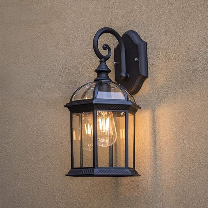 Outdoor Vintage Wall Sconce Midnight Black Finish Porch House Home Yard Garden Lighting(Without light bulb)