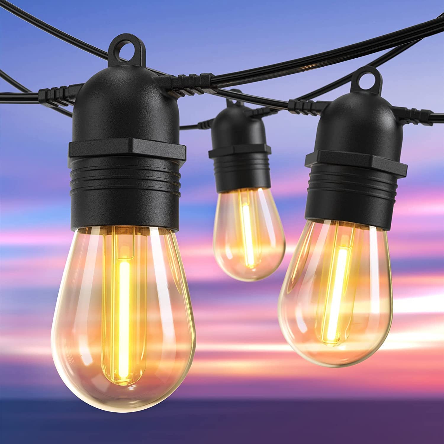 53FT Waterproof Ambient Garden Solar String Lights,IP65 Waterproof Shatterproof Solar Panel String Lights for Backyard Garden Gazebo PartyWarm White