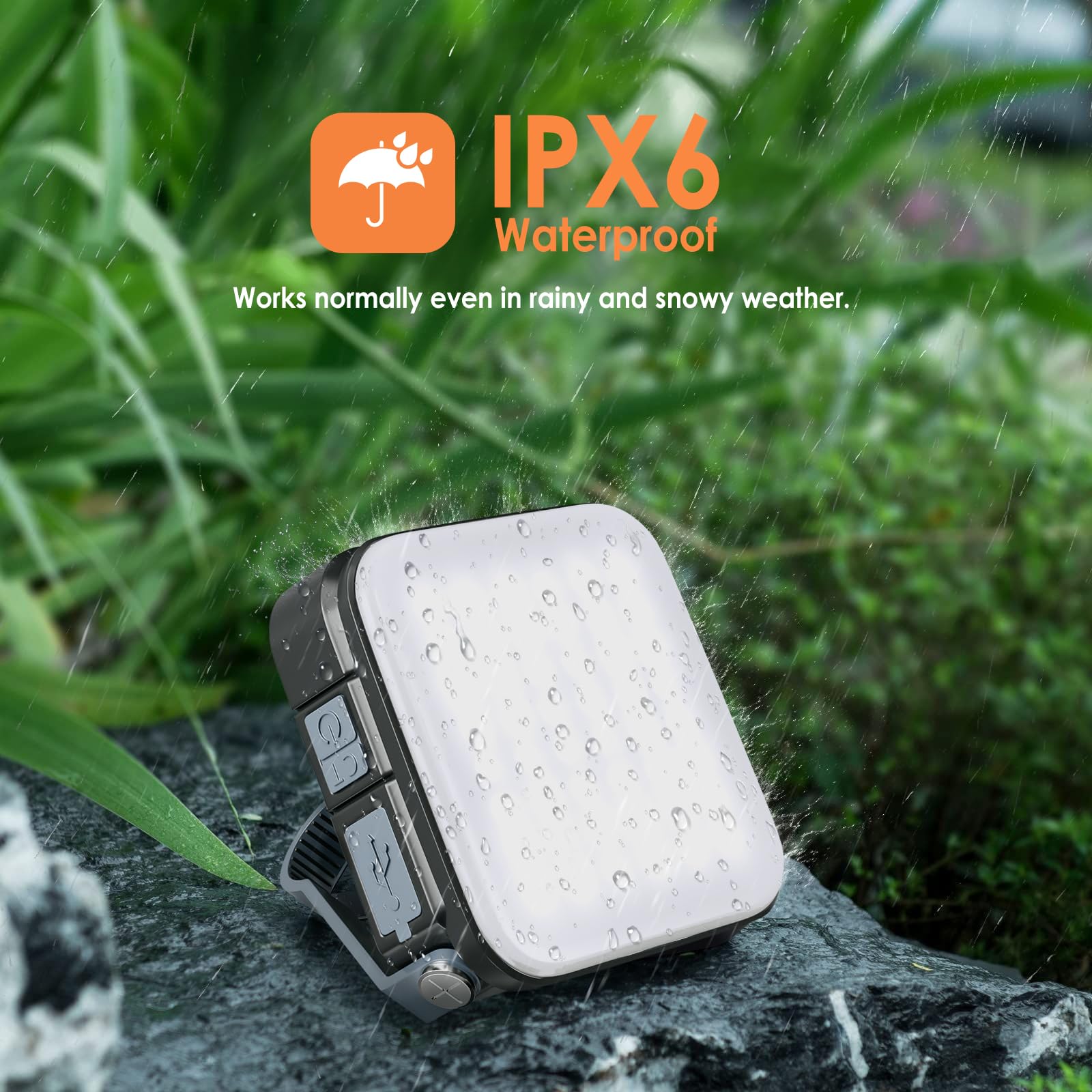 Solar Camping Lantern,Quntis IPX6 LED Solar Camping Light Solar/Type-C Powered,Portable 3 Bright 4 Color Modes Camping Lamp 4000mAh