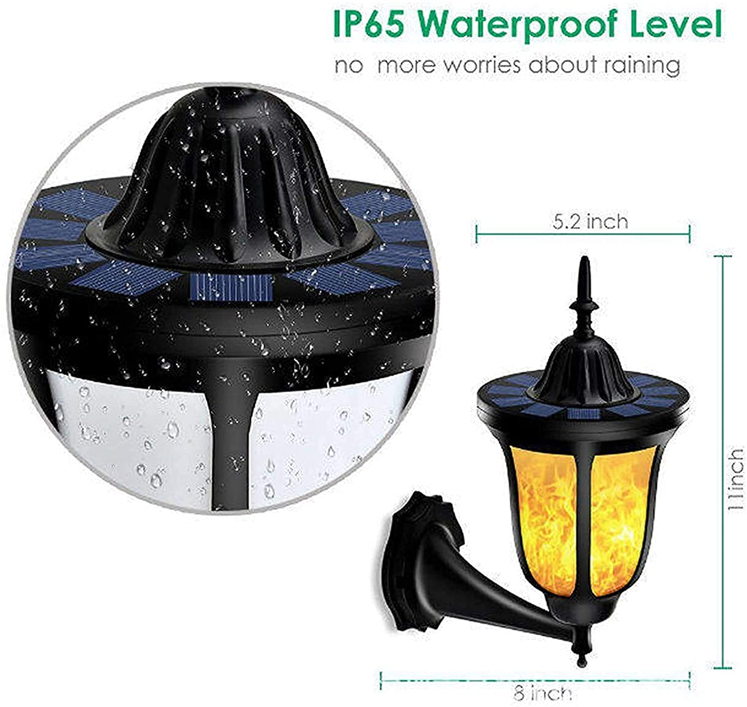 Quntis 2pcs Solar Wall lamp, Solar Light Outdoor Decoration-2 in 1 Solar Wall Light, Solar Flashlight with Flashing Flame, LED 2-Piece Solar Sports Box, Home Decoration