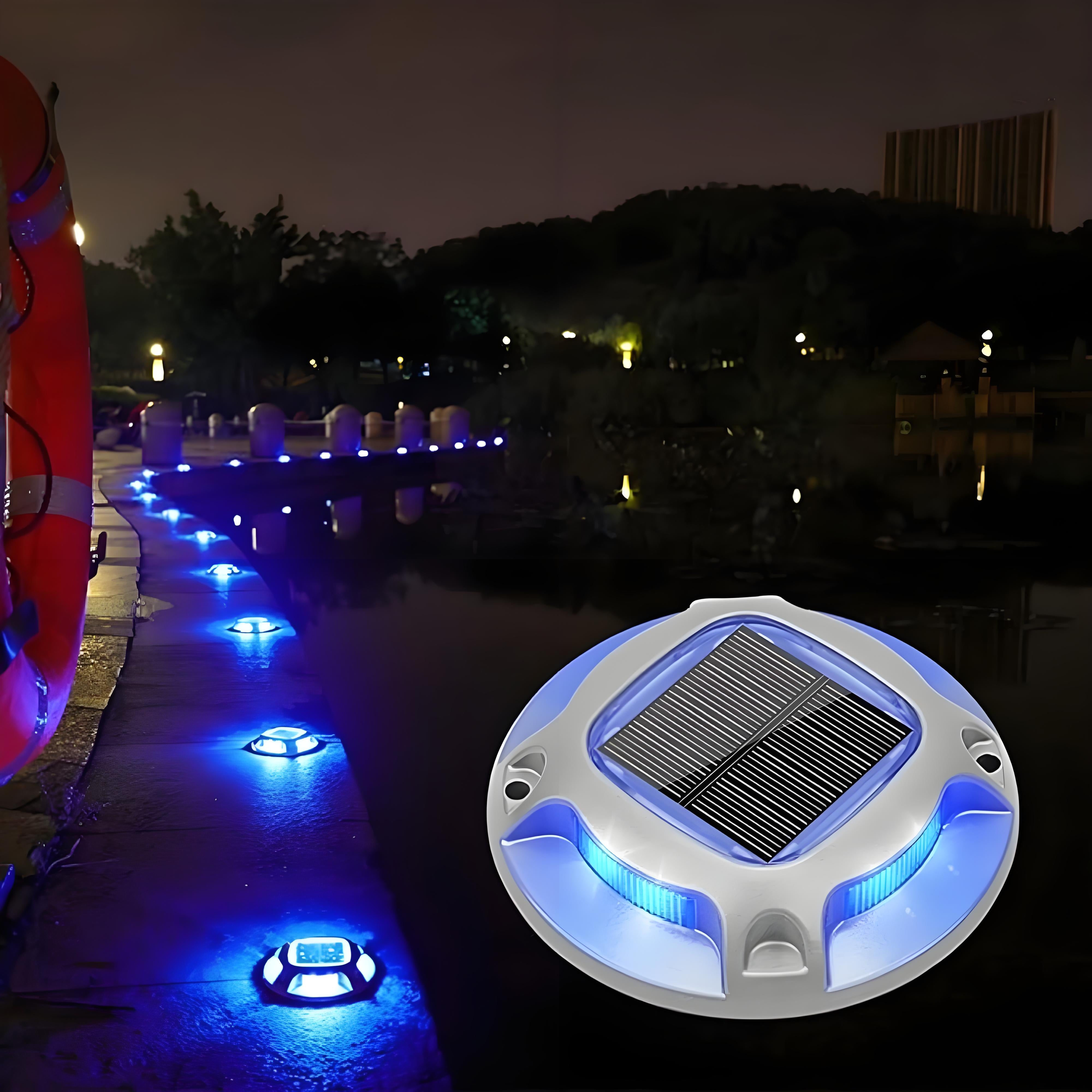 Circular Solar In-Ground Light, Dual-Color, Pathway Light, Aluminum Alloy, 4-Sided, Step Lamp