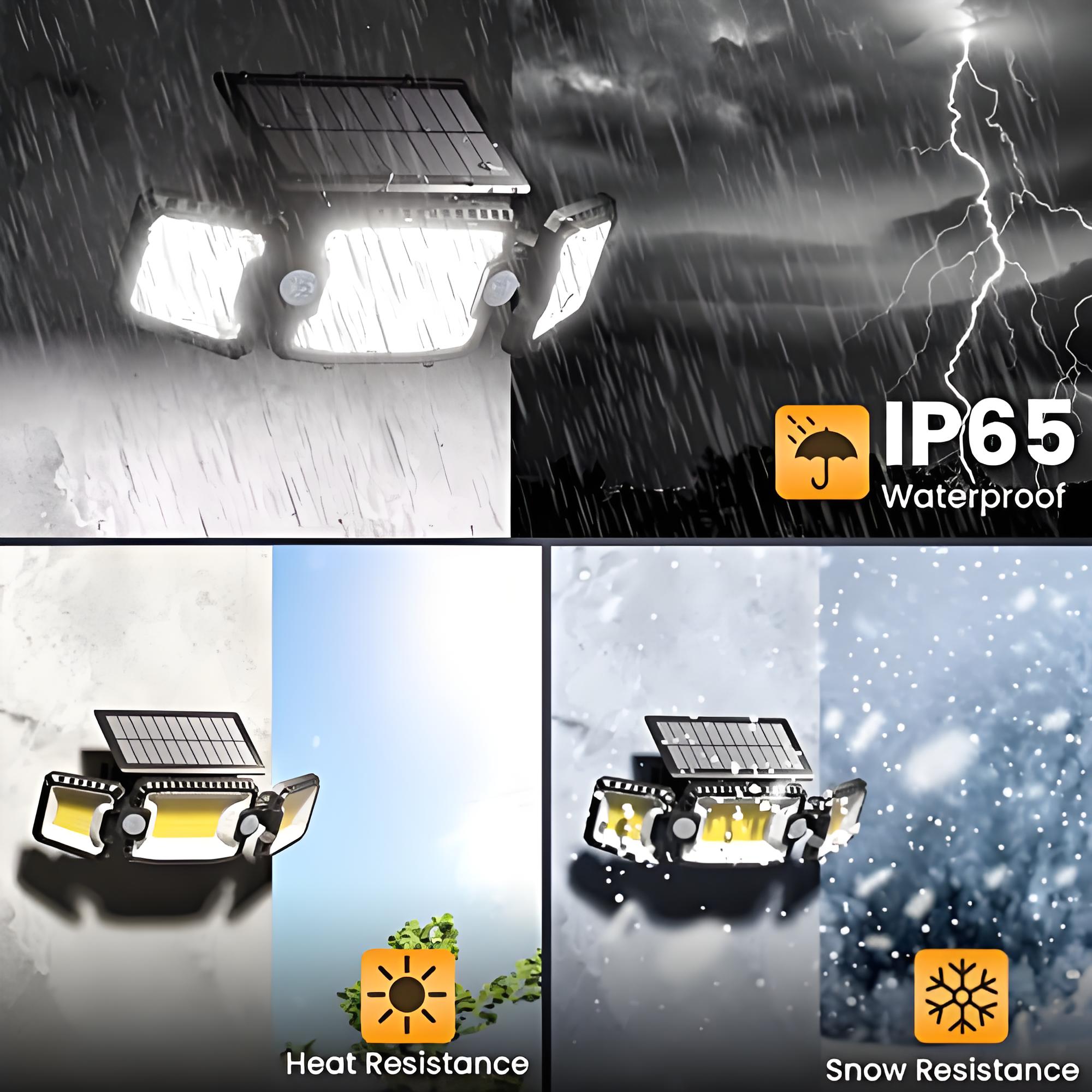 180° Super Weitwinkel Einstellbare 3 Köpfe Solar Sicherheitslichter Außen IP65 Wasserdichtes Licht