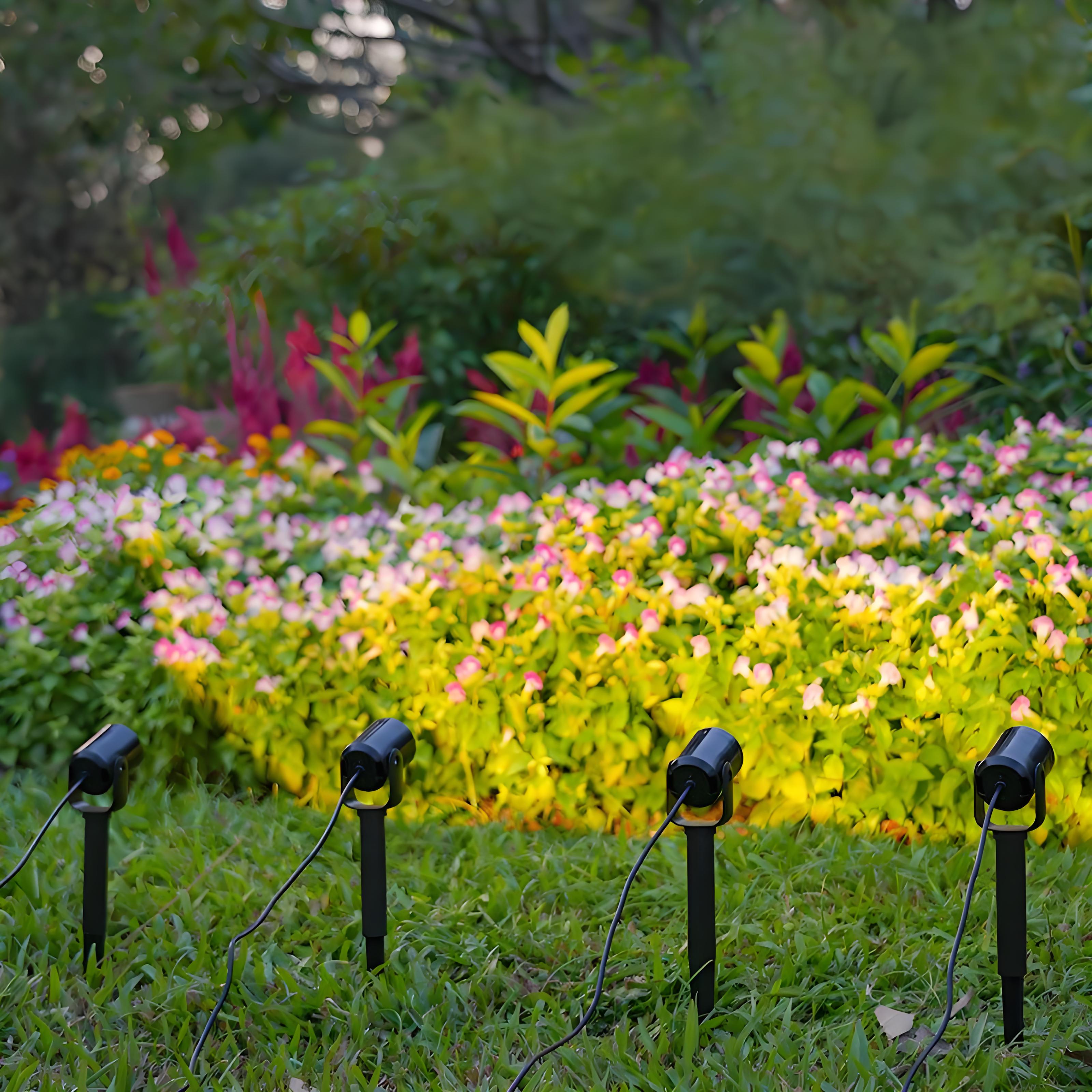 Neue Solar-Spotlights – 4-in-1 Außen-Gartenstecklichter, geteiltes Design für Weg- und Rasenbeleuchtung