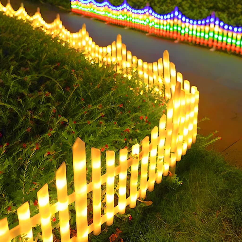 8パック 波形ソーラーLEDクリスマスライト ガーデンフェンス - クリスマス装飾用のライト付き屋外フェンス。クリスマスを明るく照らしましょう。