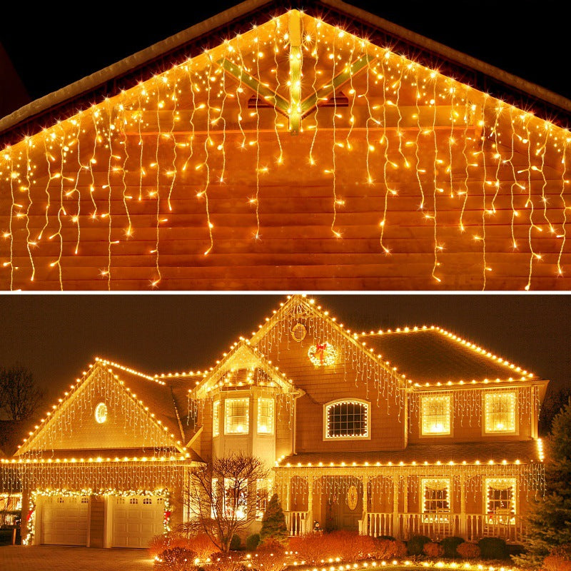 Quntis 10m (33ft) 4-LED Solar Curtain Lights – IP65 Waterproof Outdoor Icicle Lights for Christmas & Holiday Decor