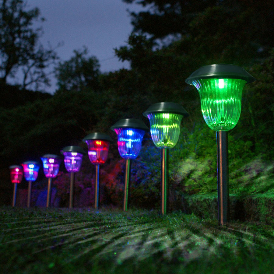 Solar-LED-Bodenlichter – Bunte Edelstahl-Außen-Garten- und Rasenweglichter