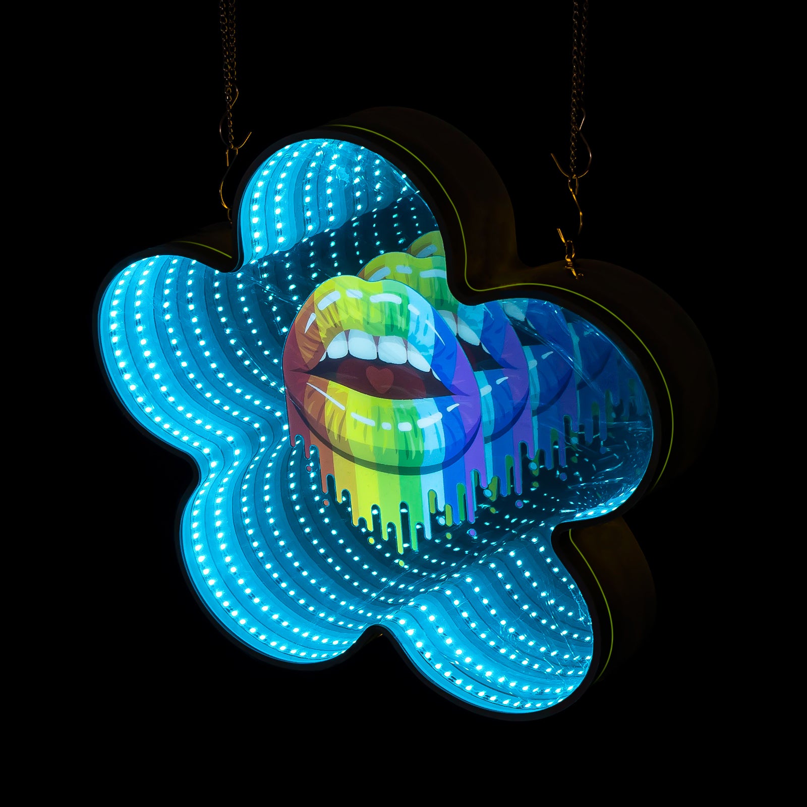 Infinity Mirror Neon Lips 3D Sexy Lip Neon Sign, LED Wall Art for Bedroom, Bar, Game Room, Aesthetic Decor