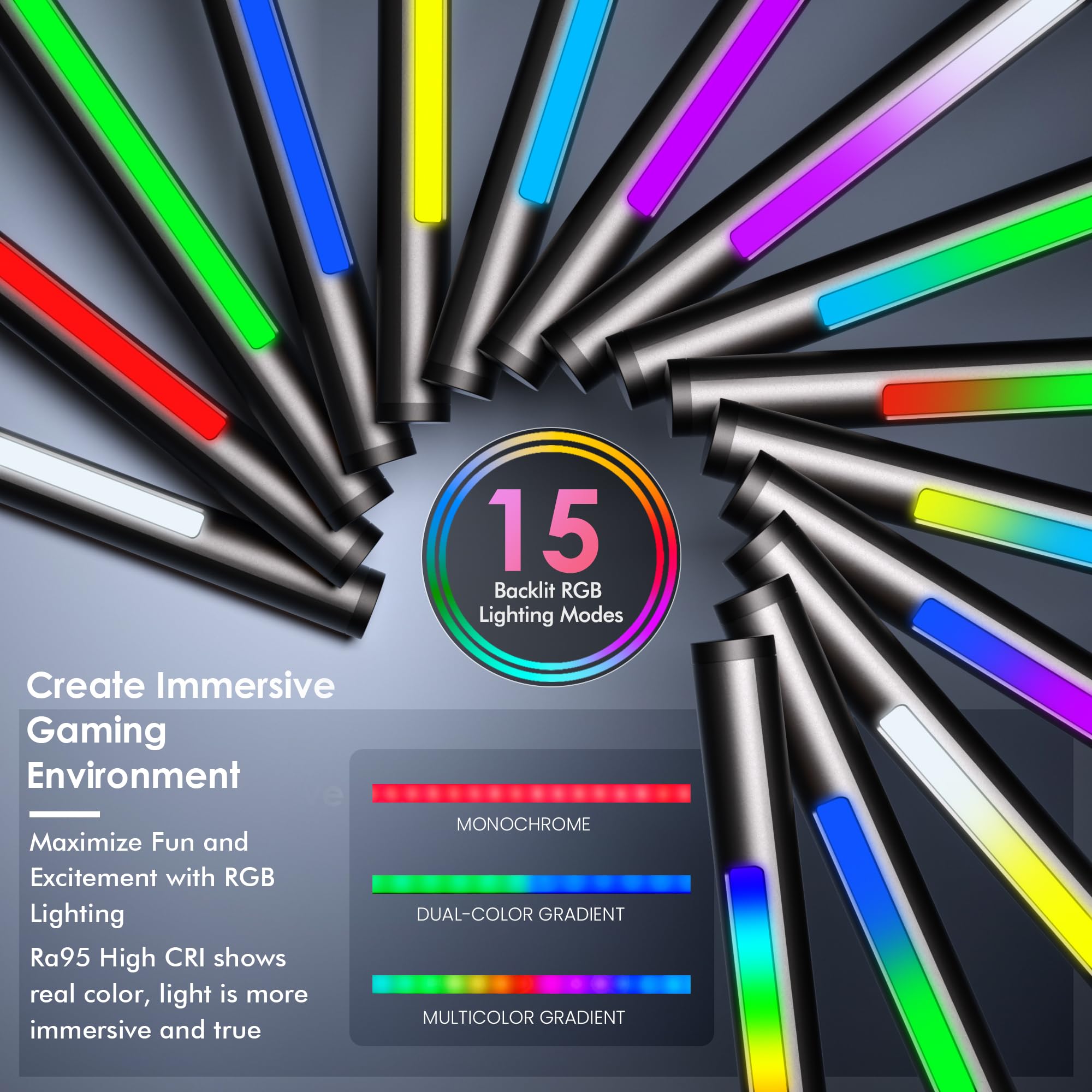 Quntis RGB Pro+ Monitor Light Bar with Remote, 15 Modes Gaming Backlight, 4 Colors & Brightness Dimmable Fronlight, Ra95 Eye-Care USB Reading Monitor Lamp, No Glare, Upgraded Clip for All Monitor (20Inch)