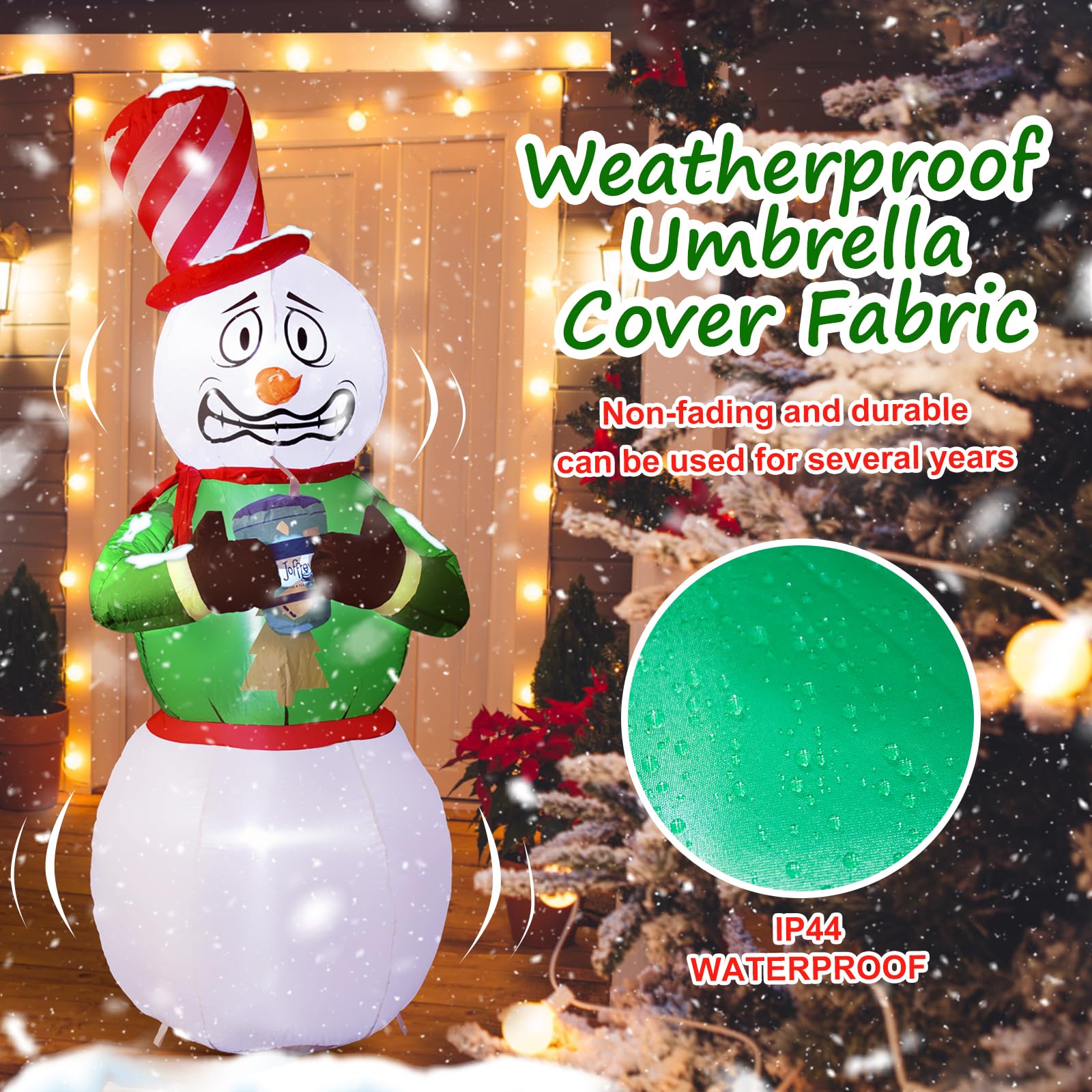 Quntis 6FT Shivering Snowman Inflatable – LED Lighted Christmas Yard Decoration, Limited-Time Discount! Perfect for Indoor & Outdoor Xmas Party Decor!