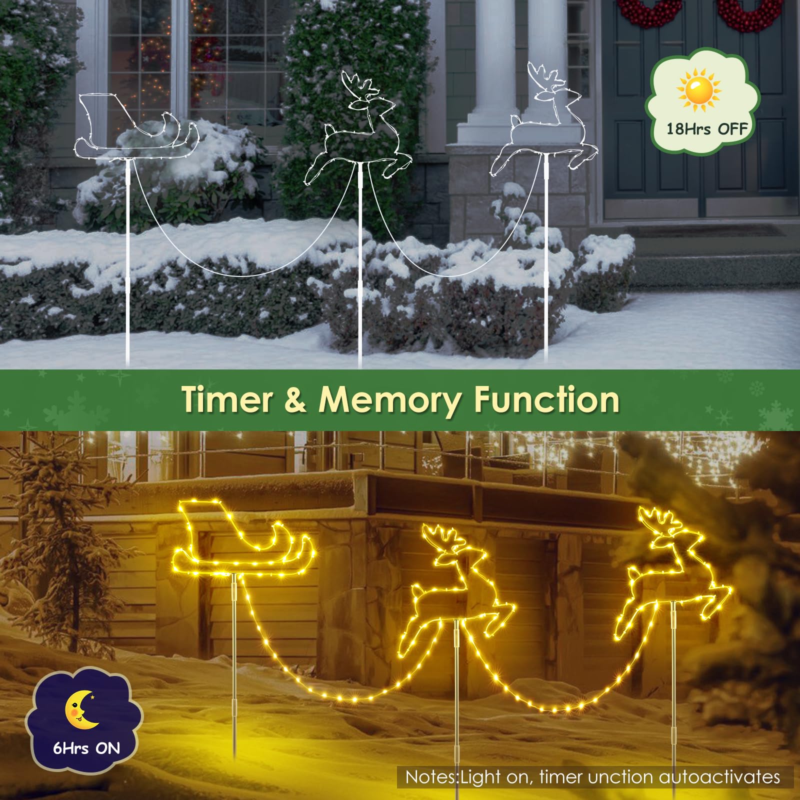 Qunts USB Rechargeable Snowflake Christmas Stake Lights, 1 Pack – Multicolor LED for Yard & Garden Holiday Decor