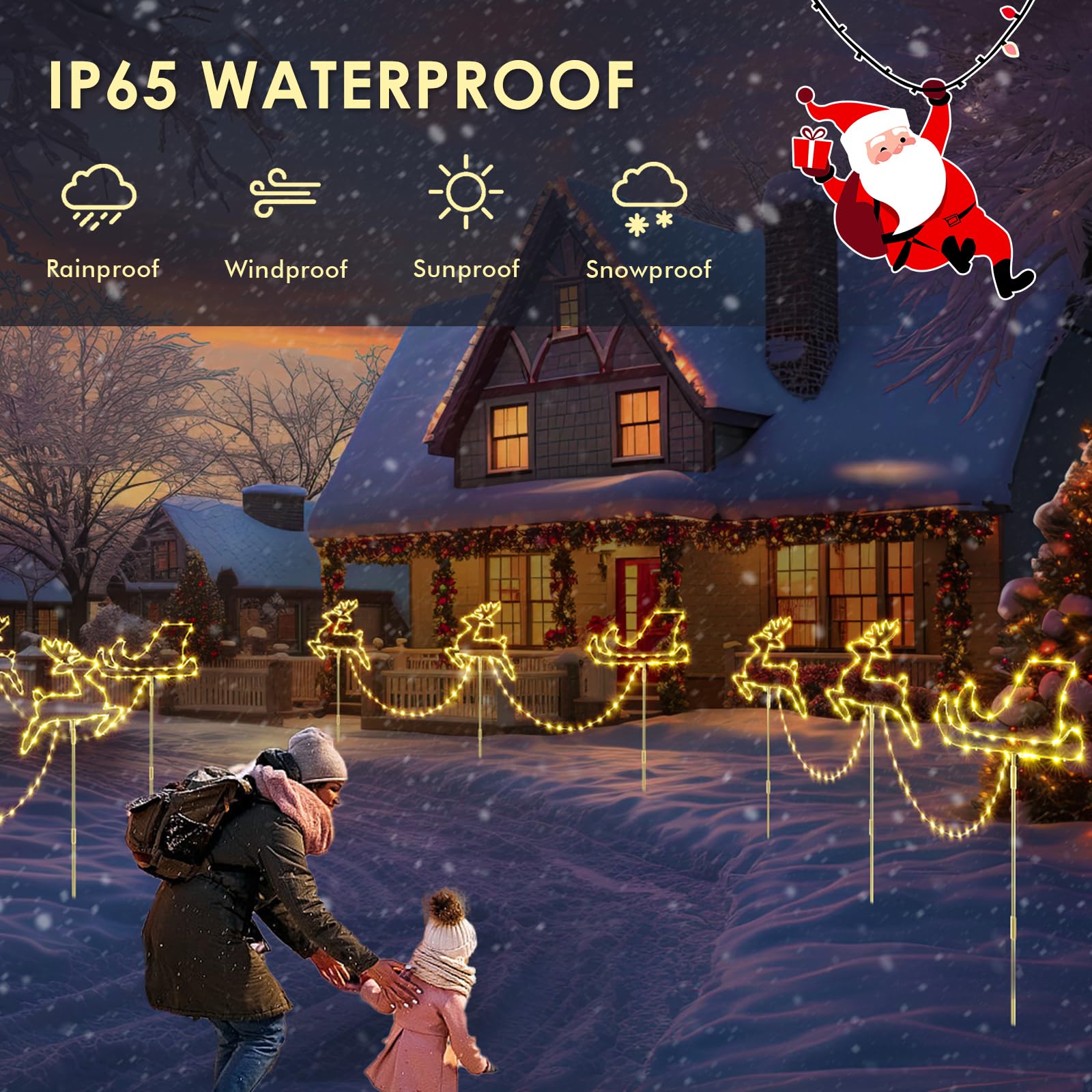 Qunts USB Rechargeable Snowflake Christmas Stake Lights, 1 Pack – Multicolor LED for Yard & Garden Holiday Decor