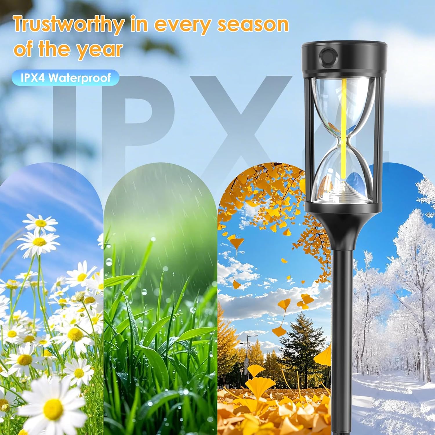 Solar Garden Lights Outdoor - 4 Pack Decorative Hourglass Solar Pathway Lights, Waterproof LED Solar Stakes with Warm Glow for Walkway, Yard, Patio, Landscape Lighting, Auto On/Off Modern Garden Decor
