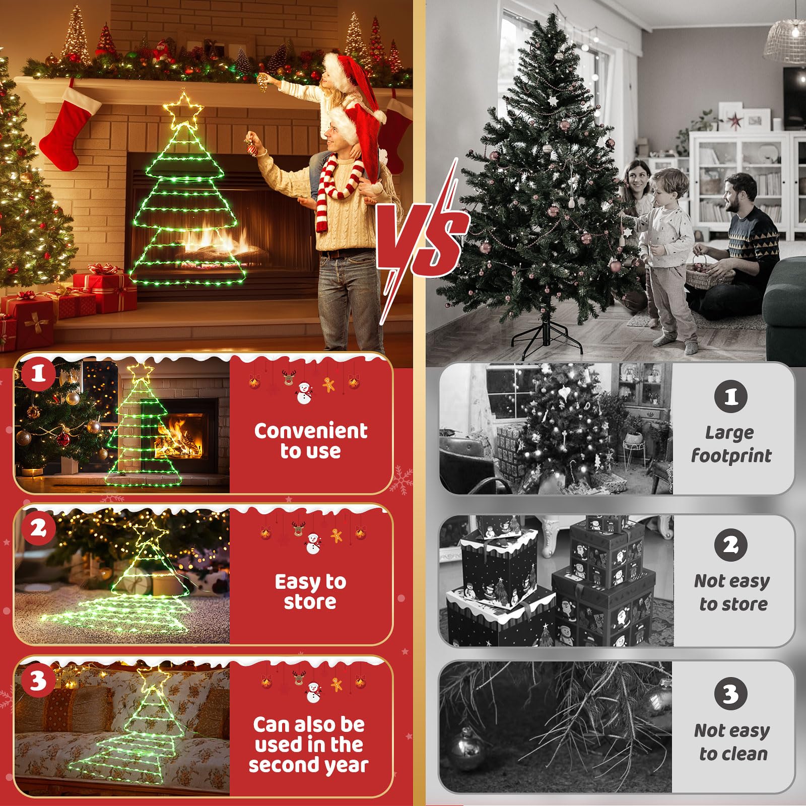 Quntis Luces de Ventana de Árbol de Navidad – 2.2FT, 143 Luces con 8 Modos y Temporizador, Funcionamiento a Batería para Decoración de Vacaciones en Interiores/Exteriores