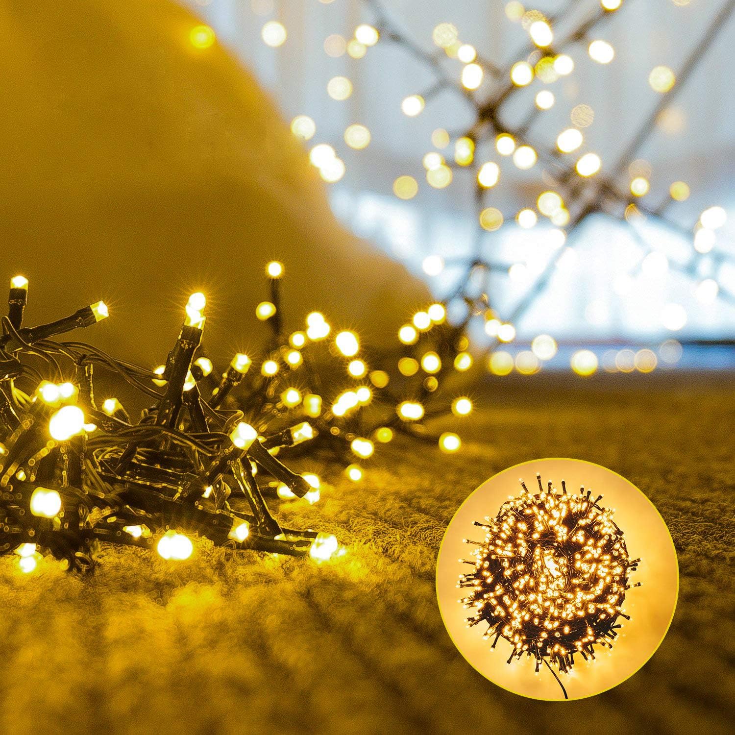 Quntis Wasserdichte Weihnachtslichter, 8 Modi – Erhältlich in 2 Größen für Feiertags- & Weihnachtsdekoration