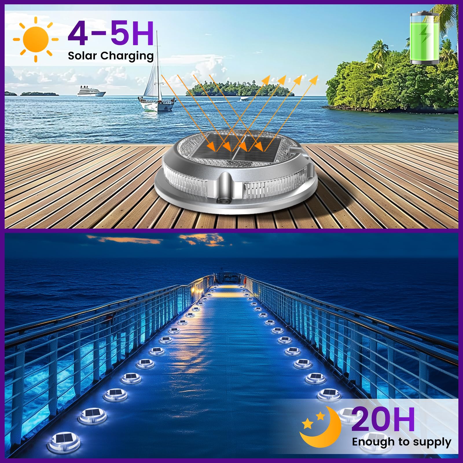 Quntis RGB Solar Deck Lights für Weihnachten, 11 Beleuchtungsmodi Solar Auffahrtslichter Außen wasserdicht IP68, Solar Stufenlichter für außen, Solar betriebene Decklichter für Treppen, Gehwege 4er Pack