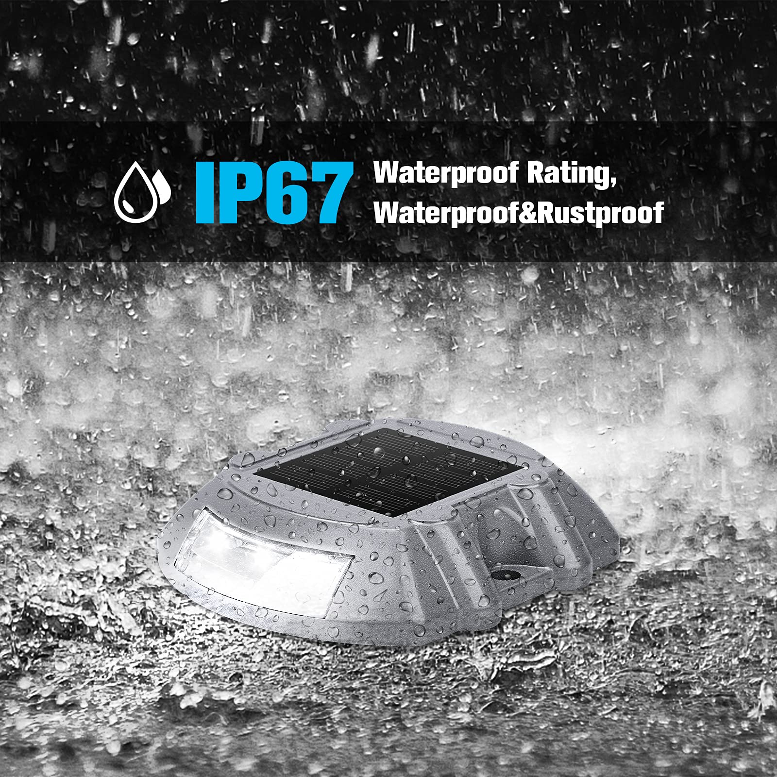 Luces de entrada solar brillantes azules con tornillo, luces solares para terraza, luces exteriores para muelle, luces de advertencia para senderos, pasillos, aceras y escalones de jardín.