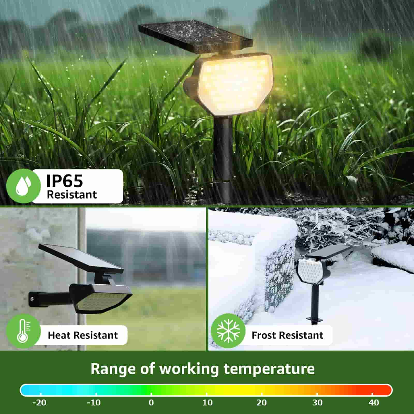 Solar 3000K Warm WhiteSpotlights Outdoor IP65 Waterproof,(4Pack) - Quntis