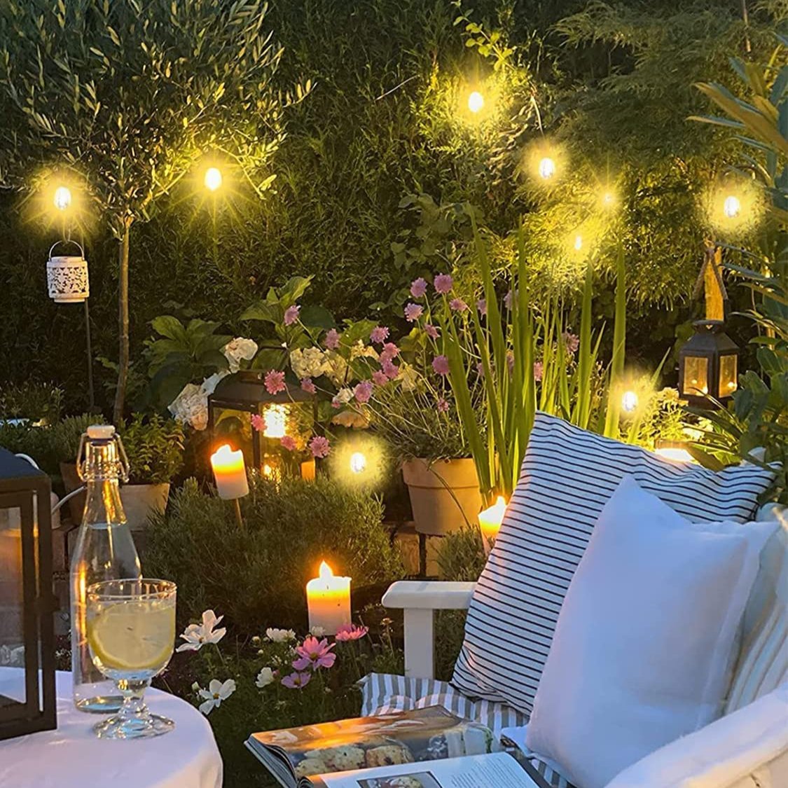53FT Waterproof Ambient Garden Solar String Lights,IP65 Waterproof Shatterproof Solar Panel String Lights for Backyard Garden Gazebo PartyWarm White