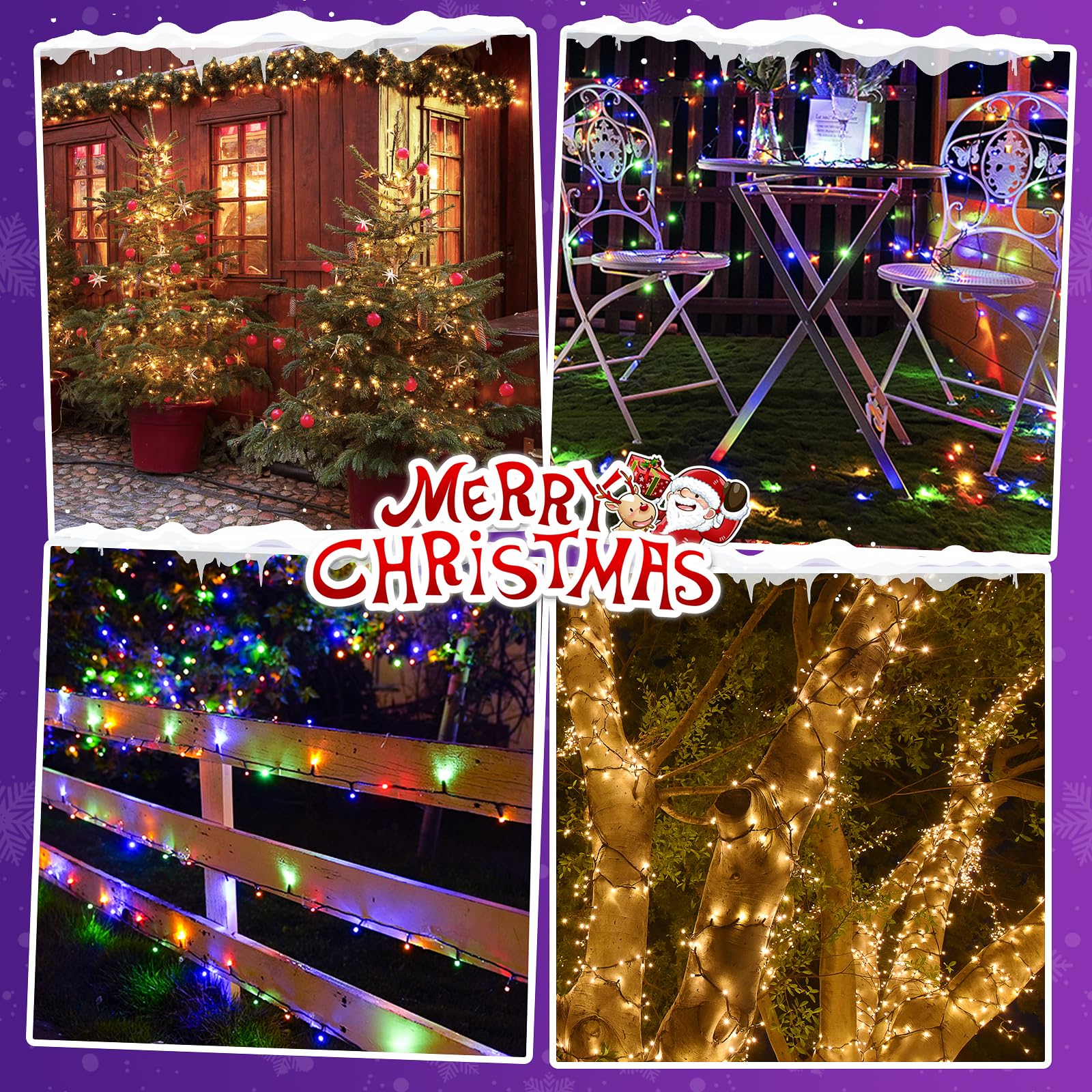 Quntis Outdoor Christmas Lights, 50m 1000LEDs Color Changing Christmas String Lights, Waterproof Mains Powered LED Fairy Lights with 11 Modes, Remote & Timer for Xmas Tree, Outside, Garden Decor