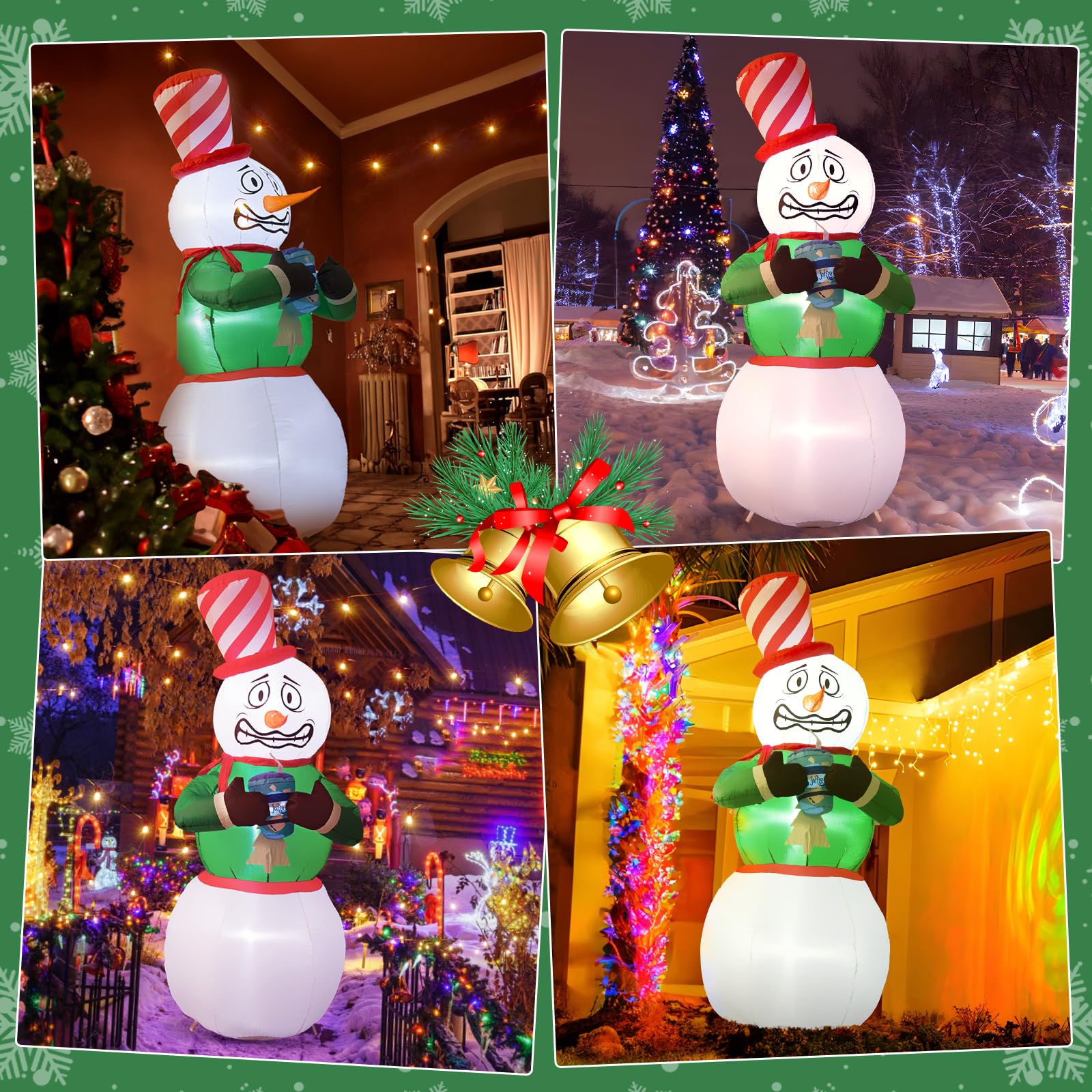 Quntis 6FT Shivering Snowman Inflatable – LED Lighted Christmas Yard Decoration, Limited-Time Discount! Perfect for Indoor & Outdoor Xmas Party Decor!