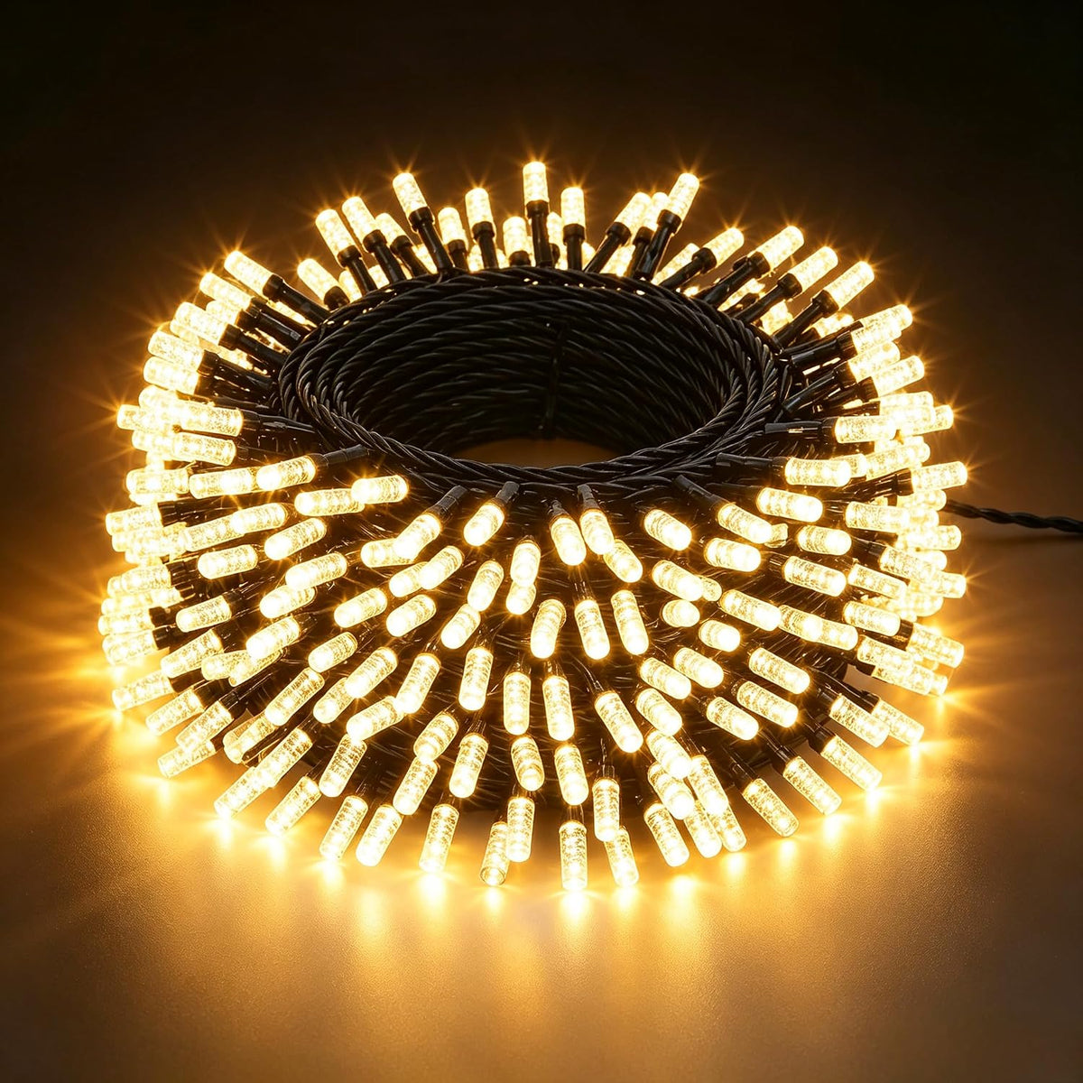 Quntis 65.6FT 400 LED বাবল ক্রিসমাস লাইট, 2100K উষ্ণ সাদা ফ্ল্যাট-টপ বাল্ব, 5cm দূরত্ব, কালো তার, 8টি মোড