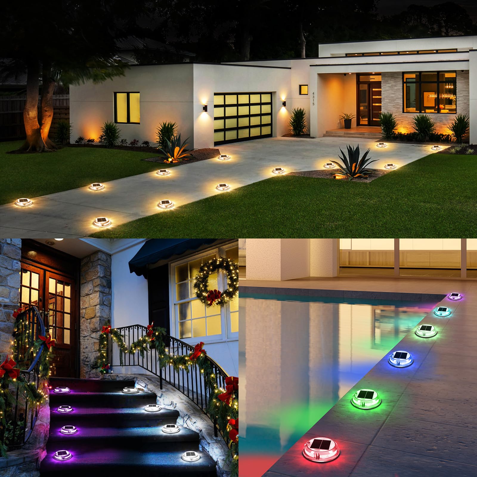 Solar Deck Lights – RGB wasserdichte IP68 Außen-LED-Lichter für Wege & Garten