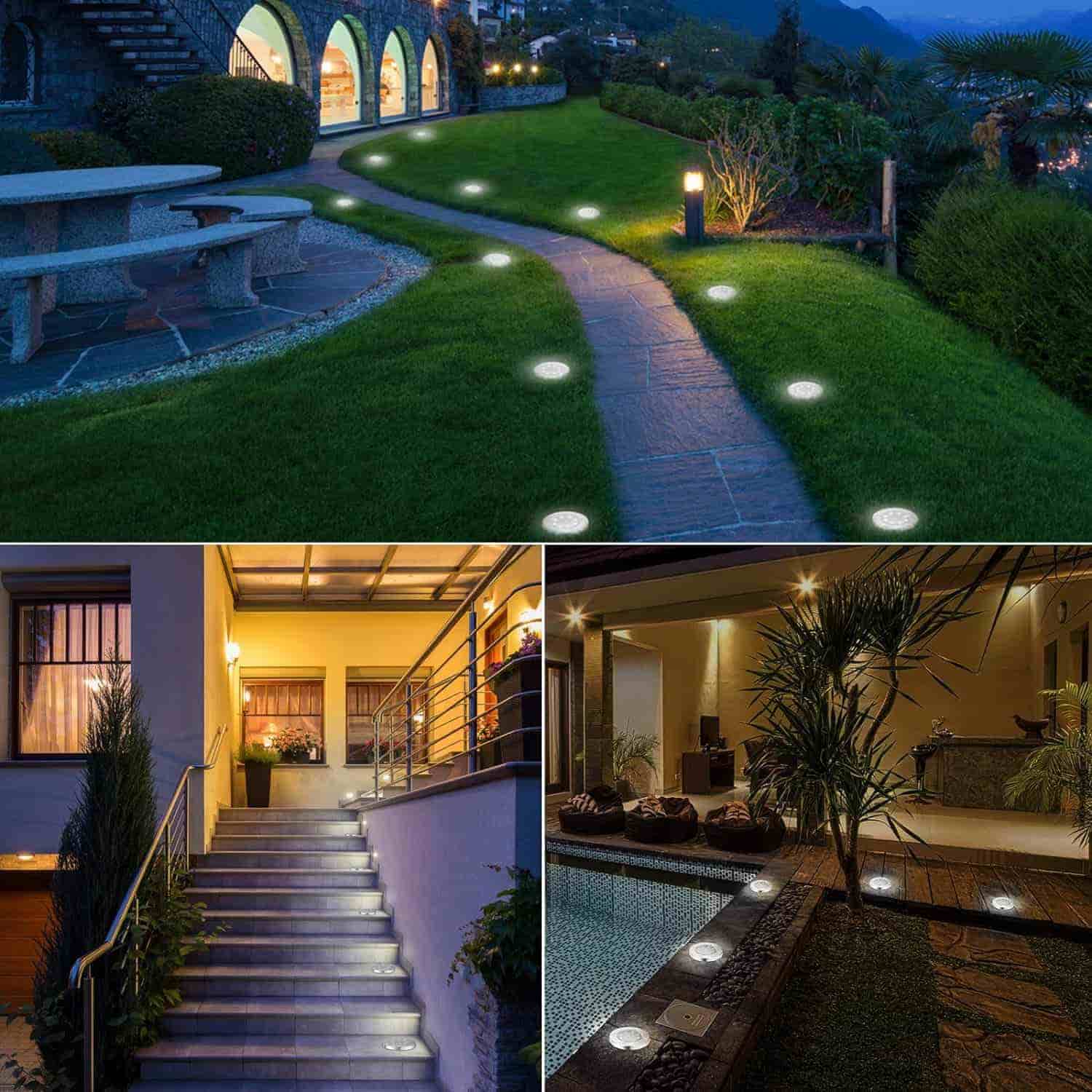 Solarbetriebene Decklichter, Solar Decklichter für den Außenbereich 50 Stunden Beleuchtung, für Landschaft, Gehweg, Rasen, Stufen, Decks, Weg, Gartenstufen, Zäune, Gartendekorationen