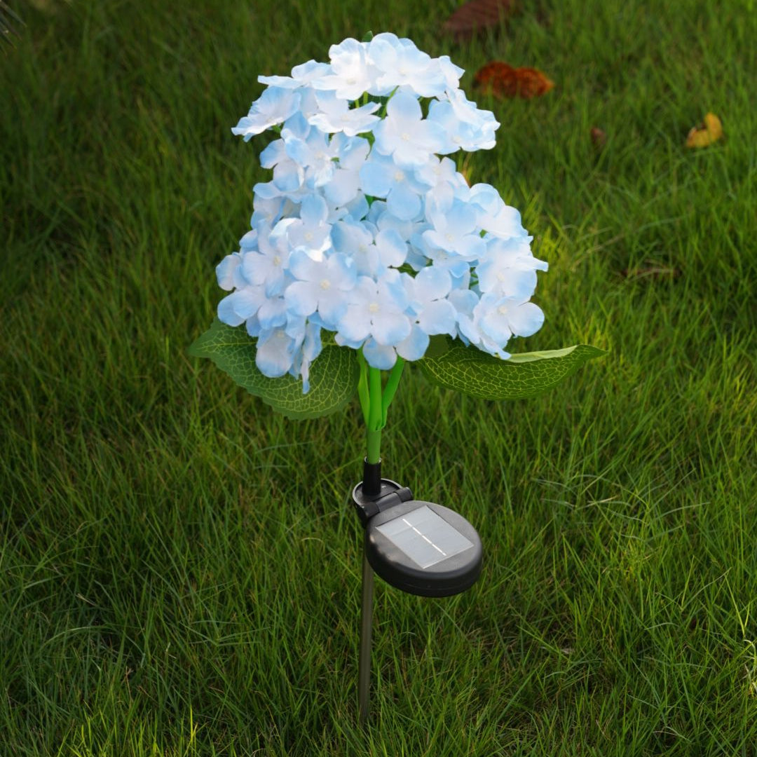Solar Hydrangea LED Lights Outdoor (4 Pack), Waterproof Garden Decorative Lights, Realistic Flower Landscape Lights for Yard, Patio, Lawn, and Pathway