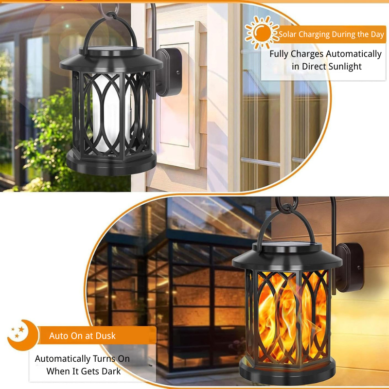 3-in-1 Solar Flame Lantern – Outdoor Hanging,Ground Stake & Camping Light,Waterproof Flickering Torch for Garden, Patio, Pathway