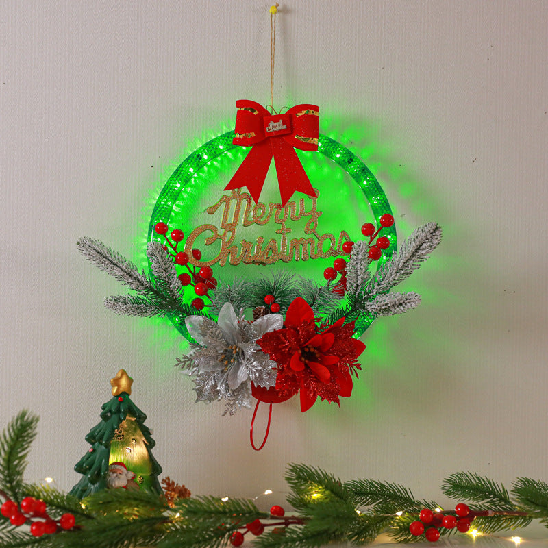 Battery-Powered LED Christmas Wreath Lights, Illuminated Door, Window, Indoor Holiday Decoration, Christmas, Living Room, Wall