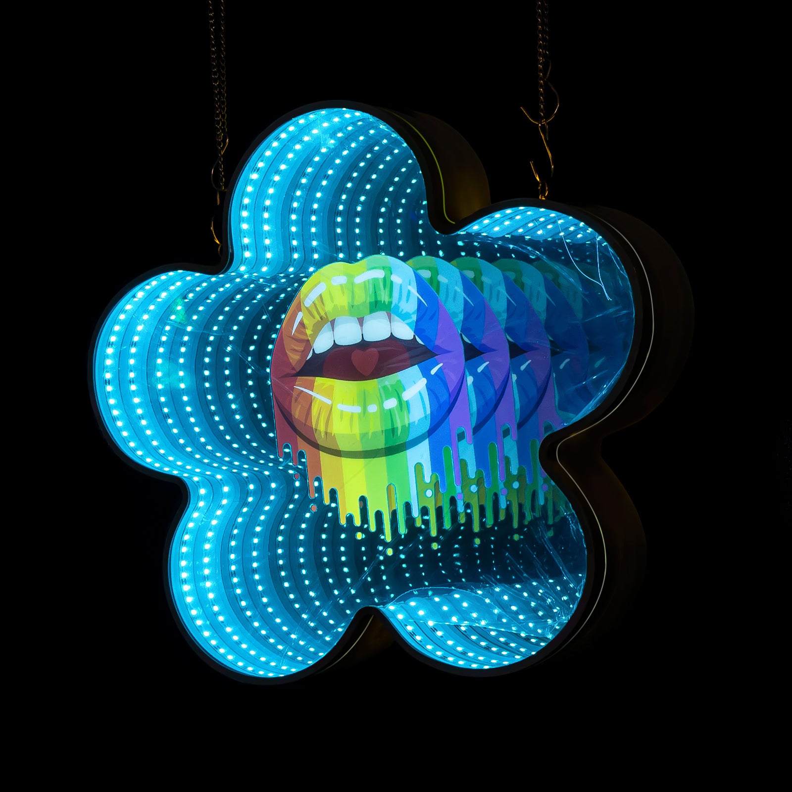 Infinity Mirror Neon Lips 3D Sexy Lip Neon Sign, LED Wall Art for Bedroom, Bar, Game Room, Aesthetic Decor
