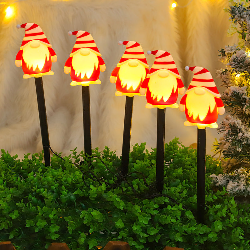 Santa Candy Cane 1-to-5 Stake Lights, Outdoor Lawn and Garden, Christmas Solar-Powered Decorative Lights, Yard and Patio Decor, Outdoor Solar Christmas Lights, Christmas Light Stakes