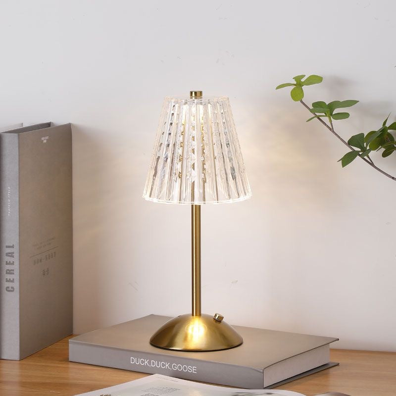 Minimalist Metal Luxury Touch Table Lamp, Creative Diamond Bedroom Nightstand Light, Elegant Touch Control Ambience Lamp, LED Bedside Lamp