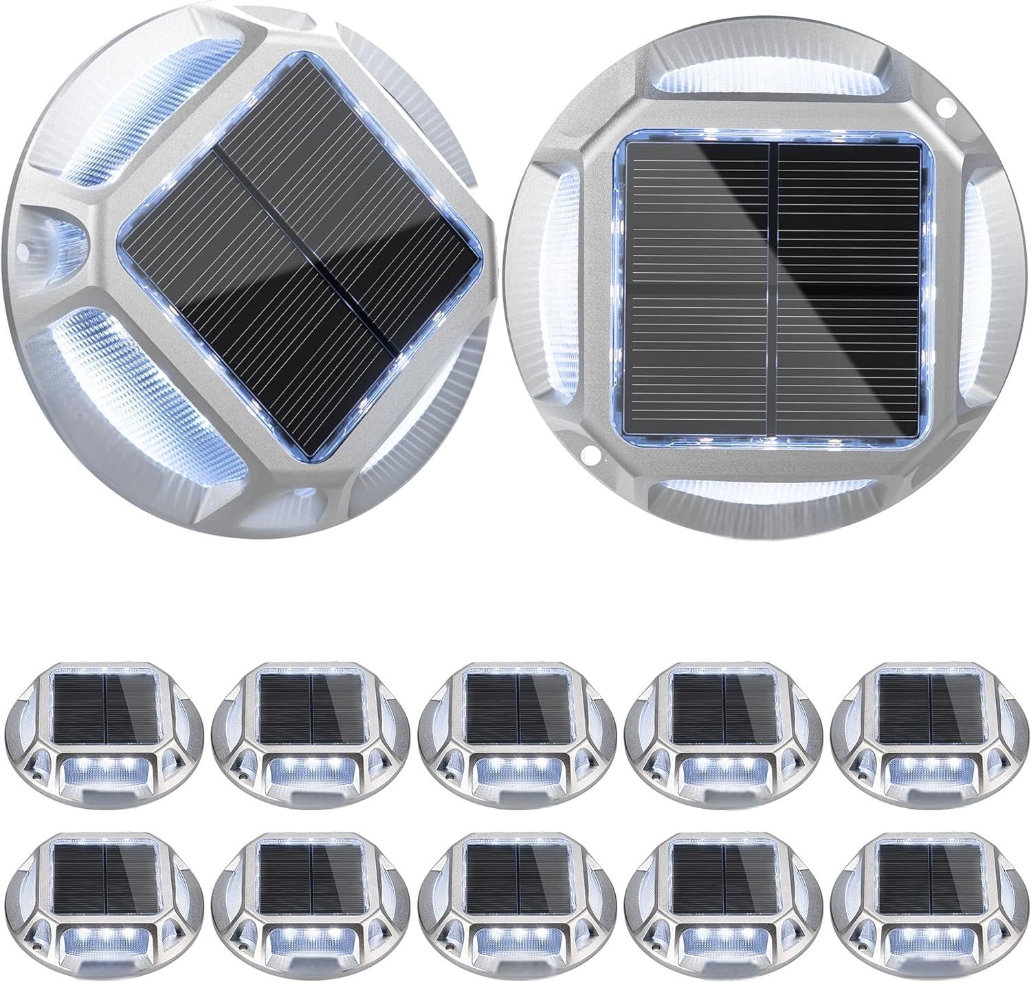 Quntis IP68 Warm White&Cool White Solar Deck & Pathway Lights – Waterproof LED Step Lights with Dusk-to-Dawn Auto On/Off, Perfect For Stairs, Fence, Patio & Walkways