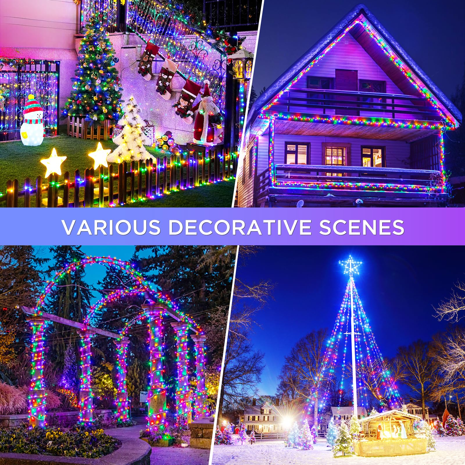 Quntis Christmas Chasing Rope Lights, 30M/100ft 600Leds Rope Lights, IP65 Waterproof Led Tube Light with 9 Modes, Mains Christmas String Lights for Xmas Tree Garden Outdoor Indoor Decor- Multicolor