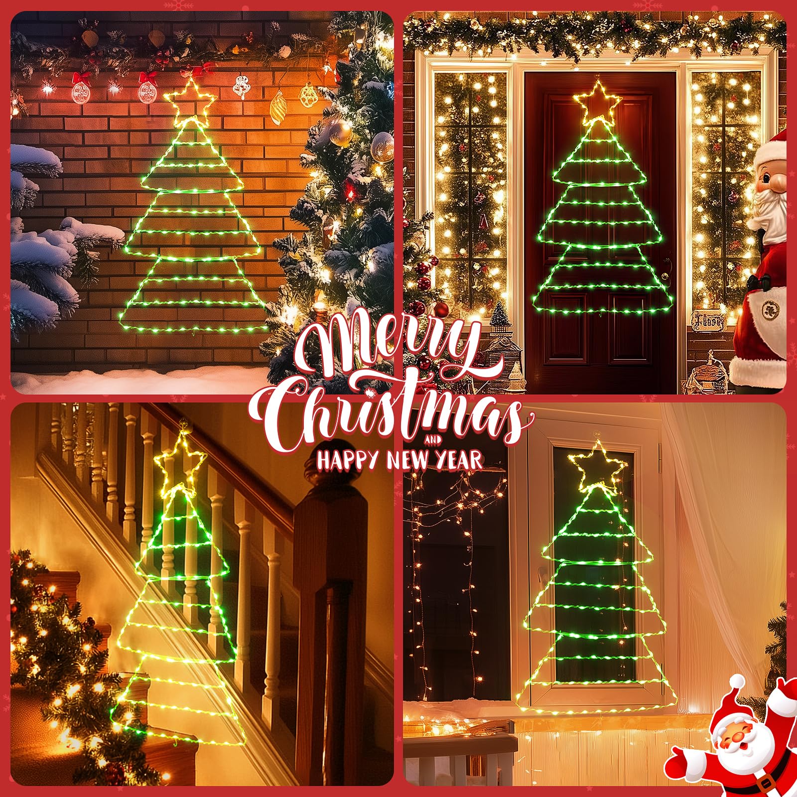 Quntis Luces de Ventana de Árbol de Navidad – 2.2FT, 143 Luces con 8 Modos y Temporizador, Funcionamiento a Batería para Decoración de Vacaciones en Interiores/Exteriores