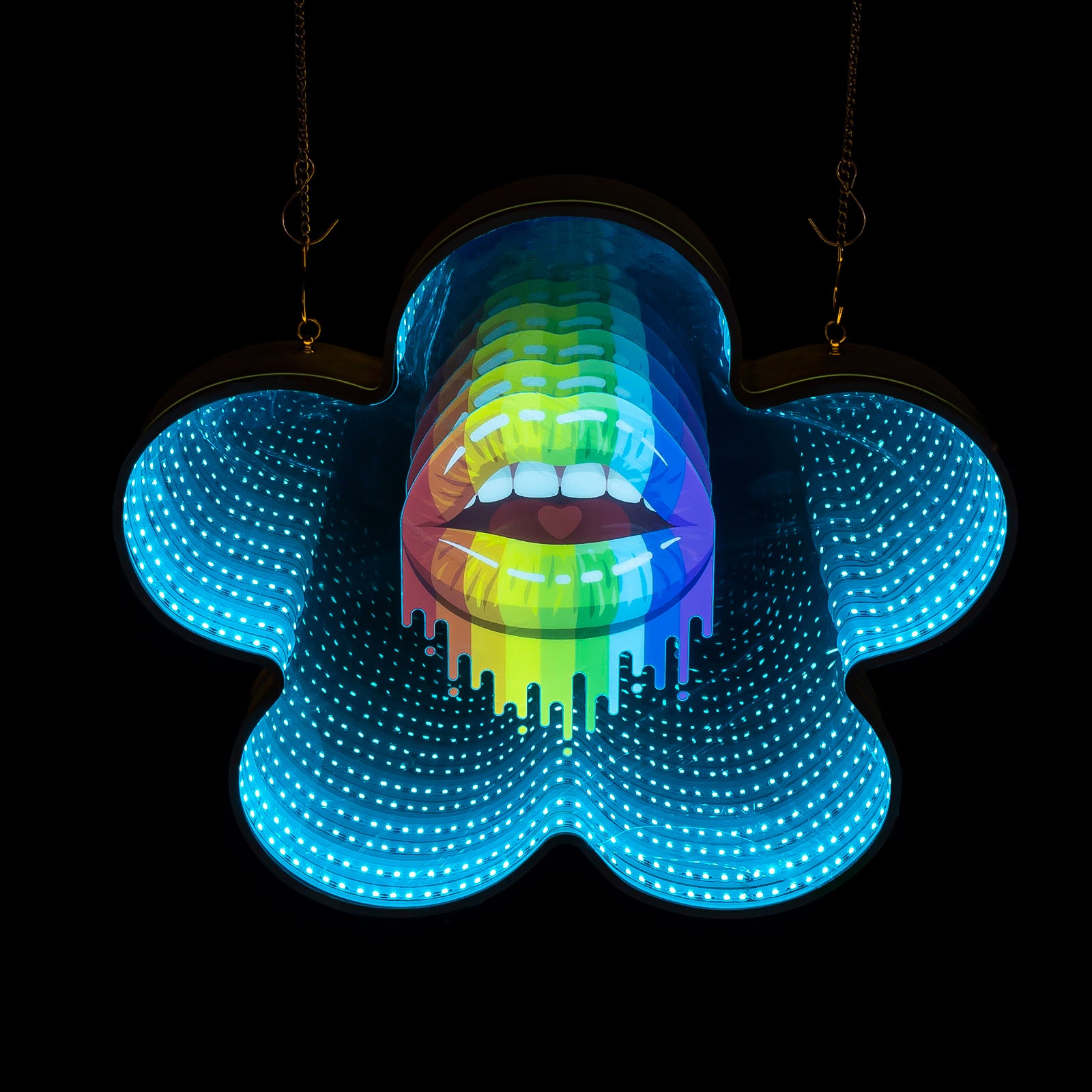 Infinity Mirror Neon Lips 3D Sexy Lip Neon Sign, LED Wall Art for Bedroom, Bar, Game Room, Aesthetic Decor