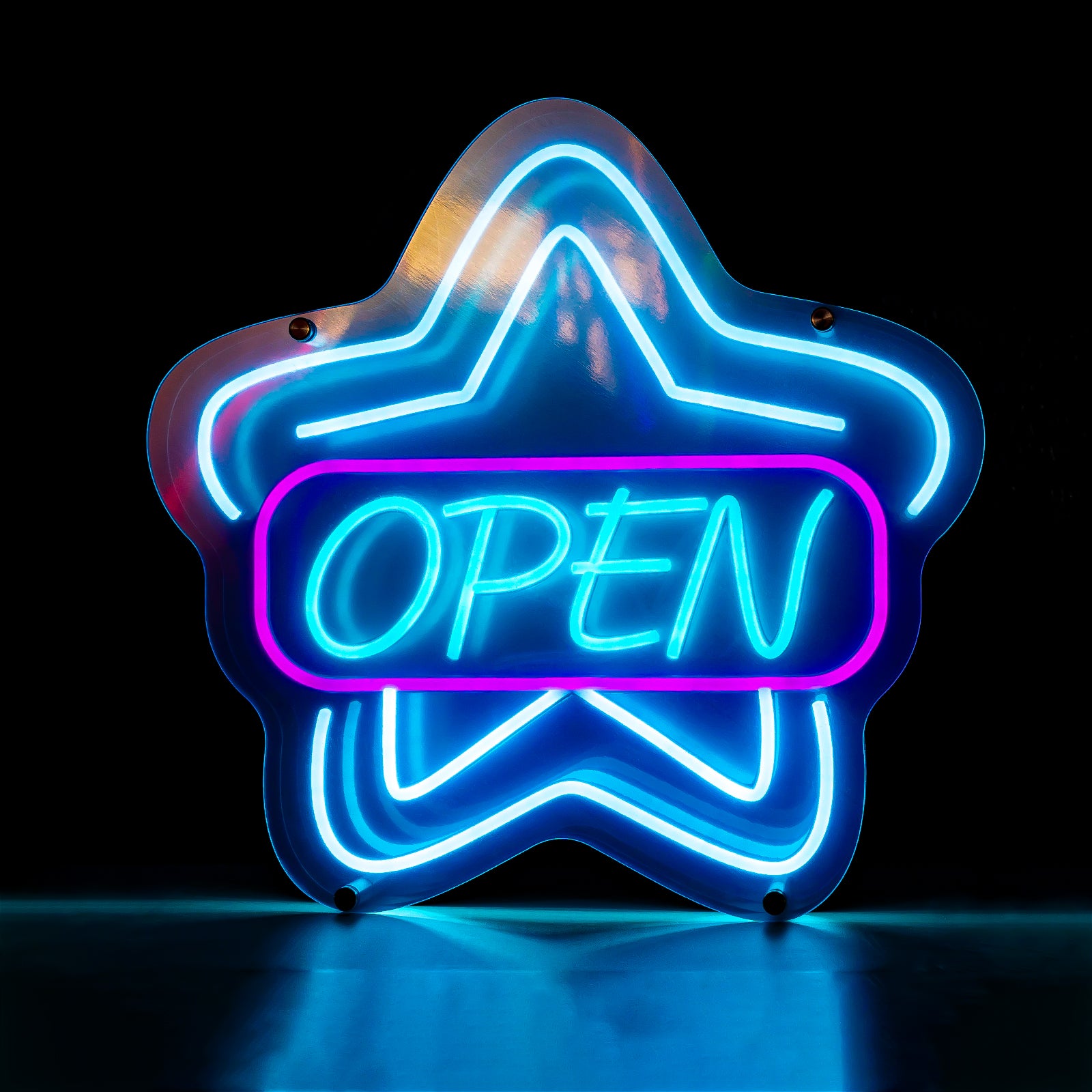 Infinity Mirror Neon "OPEN" Sign 3D LED Business Sign, Eye-Catching Storefront & Bar Decor