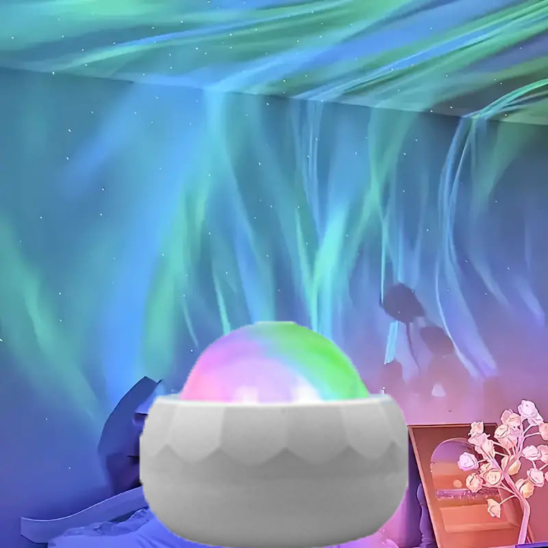 Northern Lights Aurora Projector Lamp – RGB Water Ripple Galaxy Night Light, USB Decorative Ambient Light for Bedroom & Parties