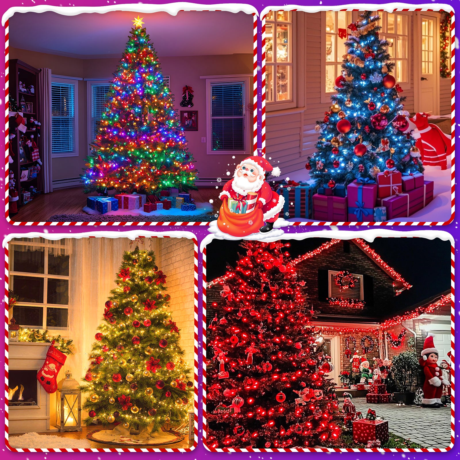 IP44 Waterproof Smart Christmas Tree String Lights - Quntis 400 LED (2.8m x 10 Lines), App Control with DIY, Music Sync, Flashing Colors & Timer