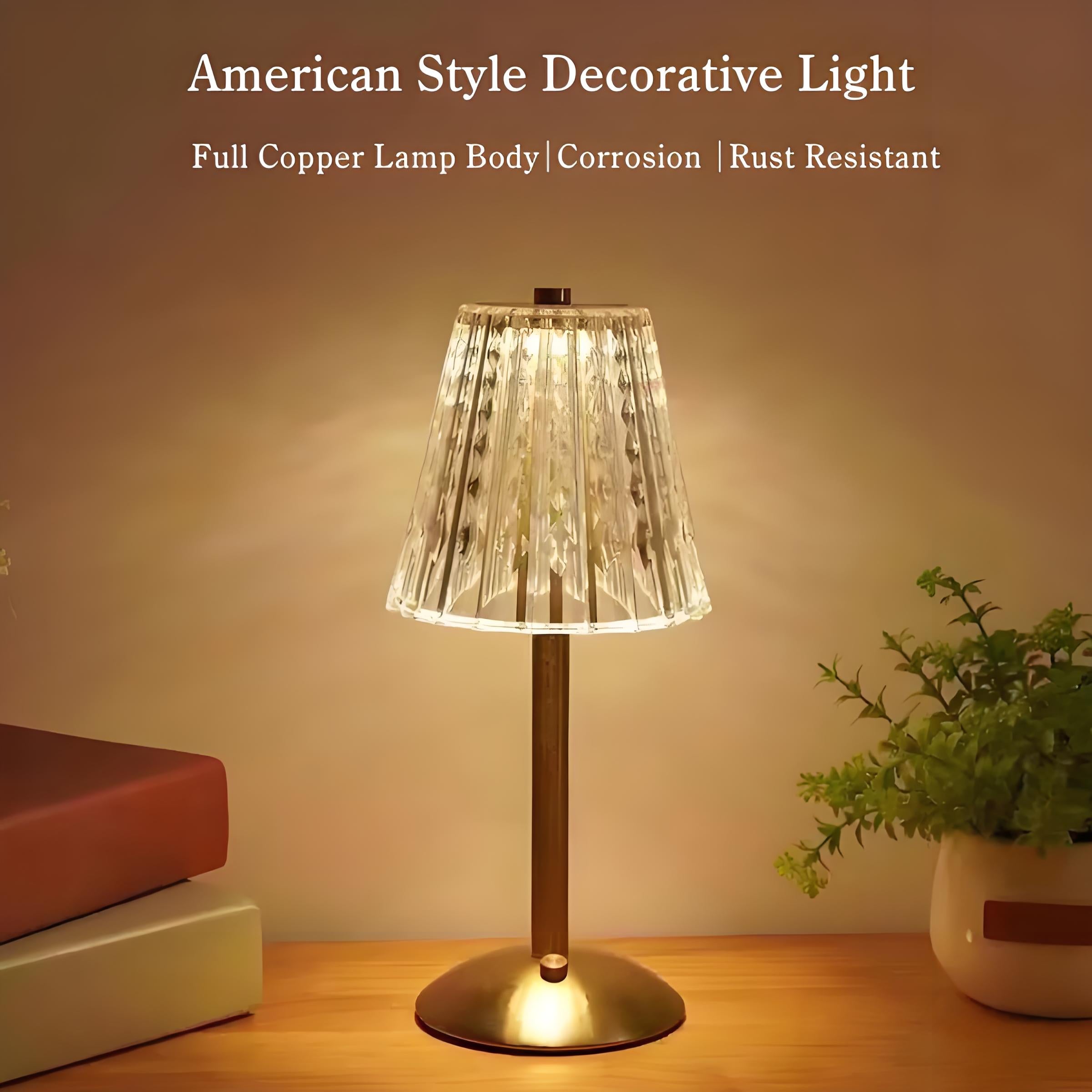 Minimalist Metal Luxury Touch Table Lamp, Creative Diamond Bedroom Nightstand Light, Elegant Touch Control Ambience Lamp, LED Bedside Lamp