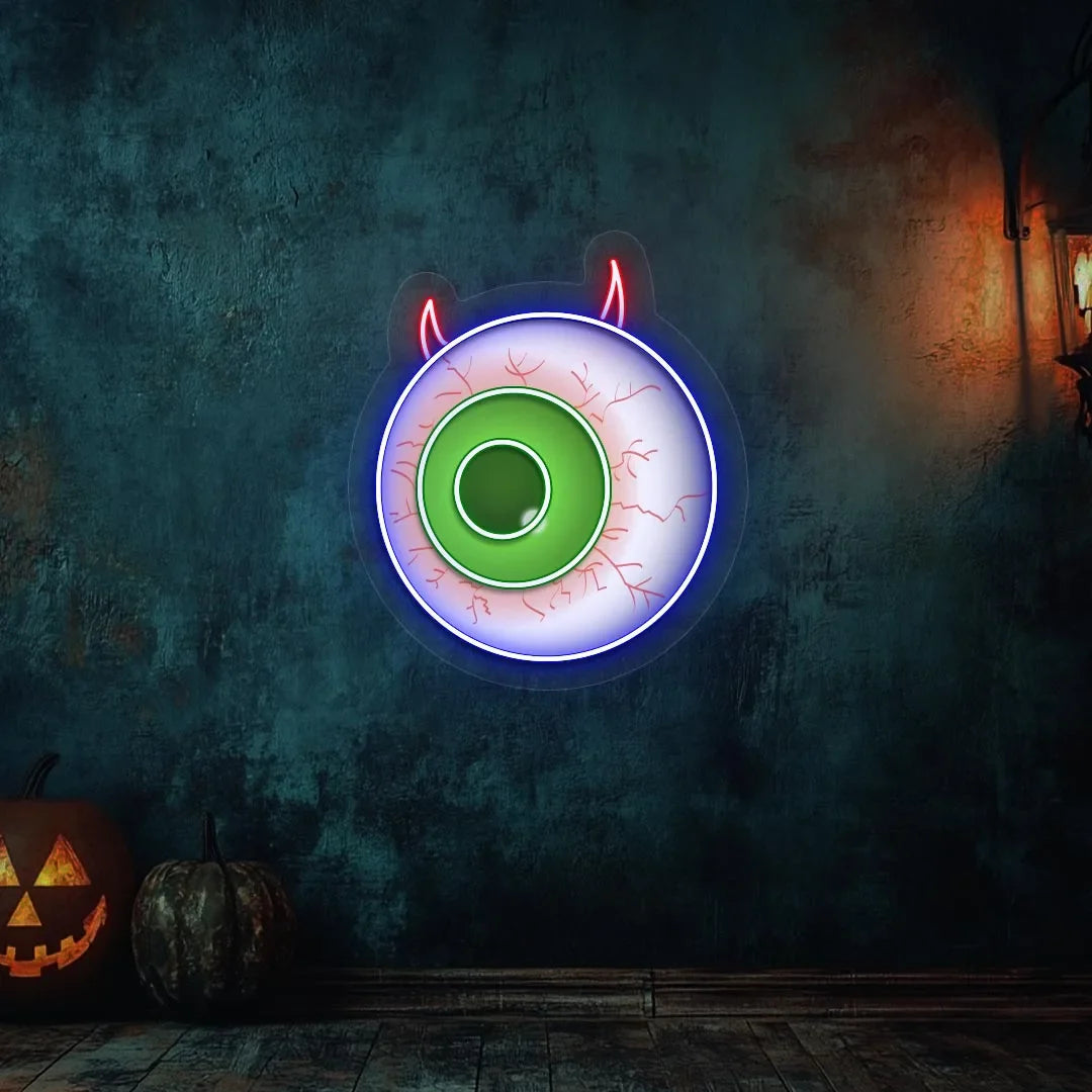 Spooky Eyeball Neon Sign – Glowing LED Wall Light for Halloween Decor, Game Rooms & Horror Lovers