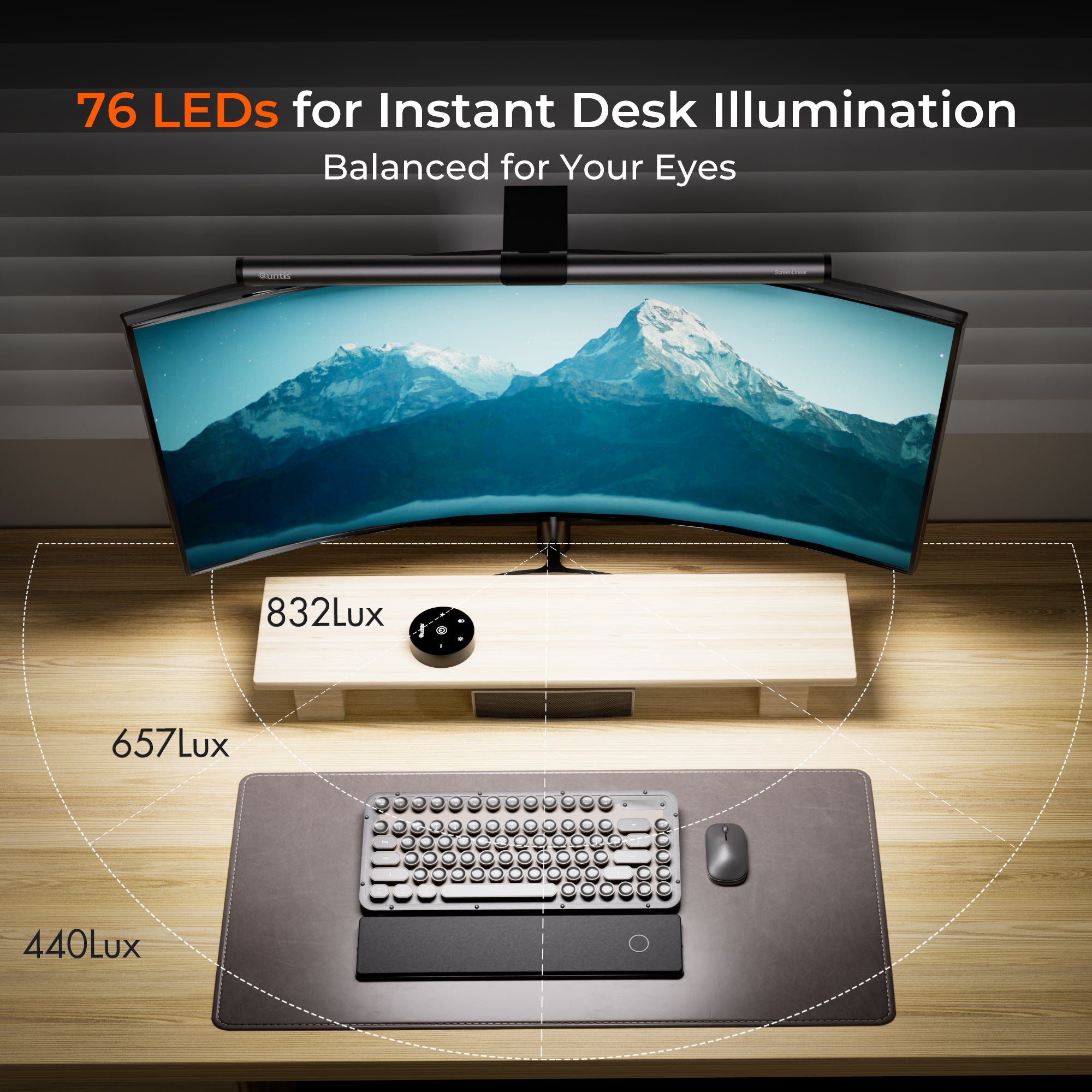 Quntis 41cm Monitor Light Bar for Curved & Flat Monitors with Remote Control